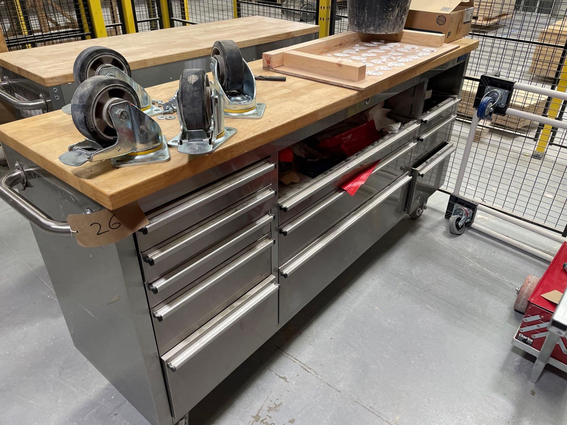 SGS 10 Compartment Steel Tool Chest on Castors With Timber Top and 2: Clarke Pro384 Mobile Tool Box - Image 6 of 6