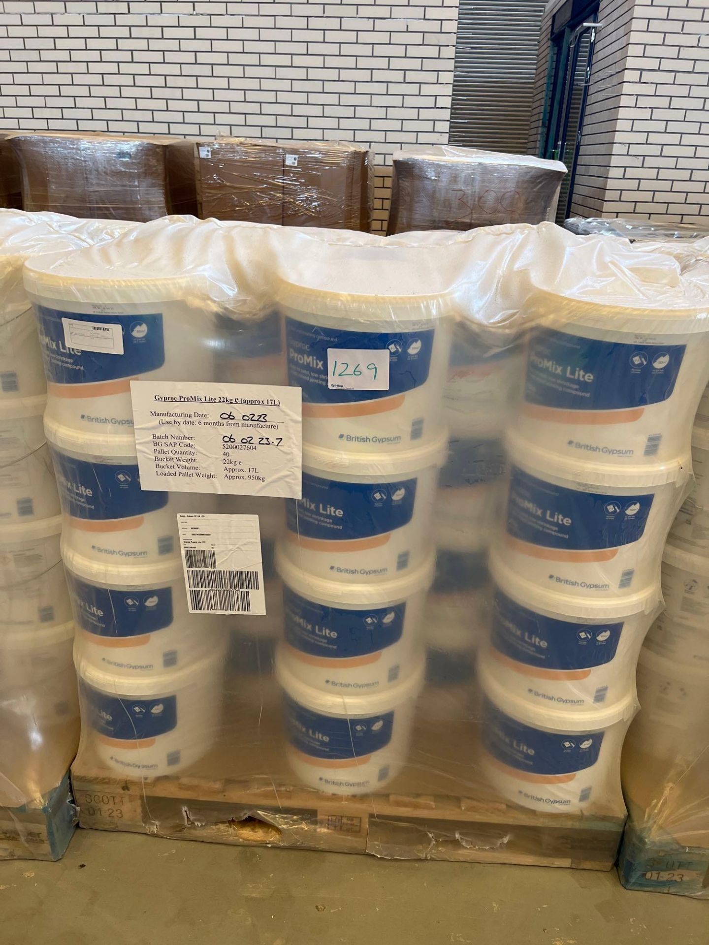 Pallet of 40 Gyproc ProMix Lite 22kg Jointing Compound