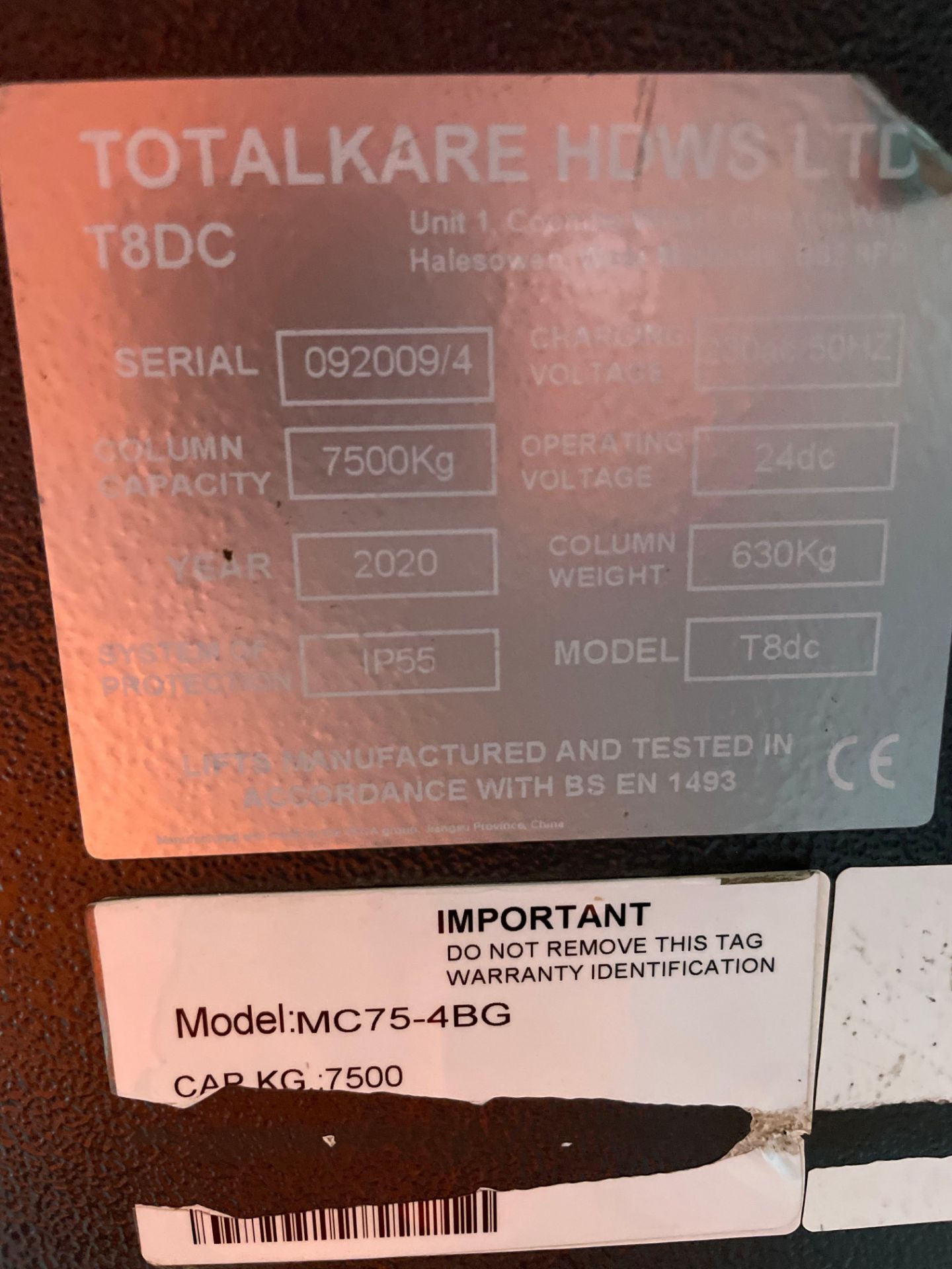 4: Totalkare Hdws T8Dc Mc75-4B/G Mobile Electric Column Lift 7500Kg Capacity - Image 5 of 6