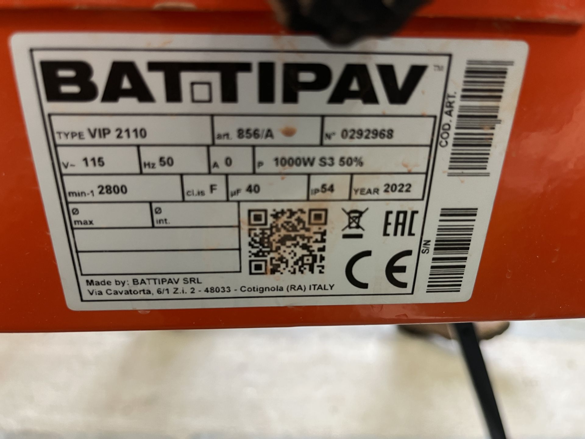 1: Battipav VIP2110 Sliding Table Tile Saw. Serial number 0292968 (2022) - Image 3 of 3