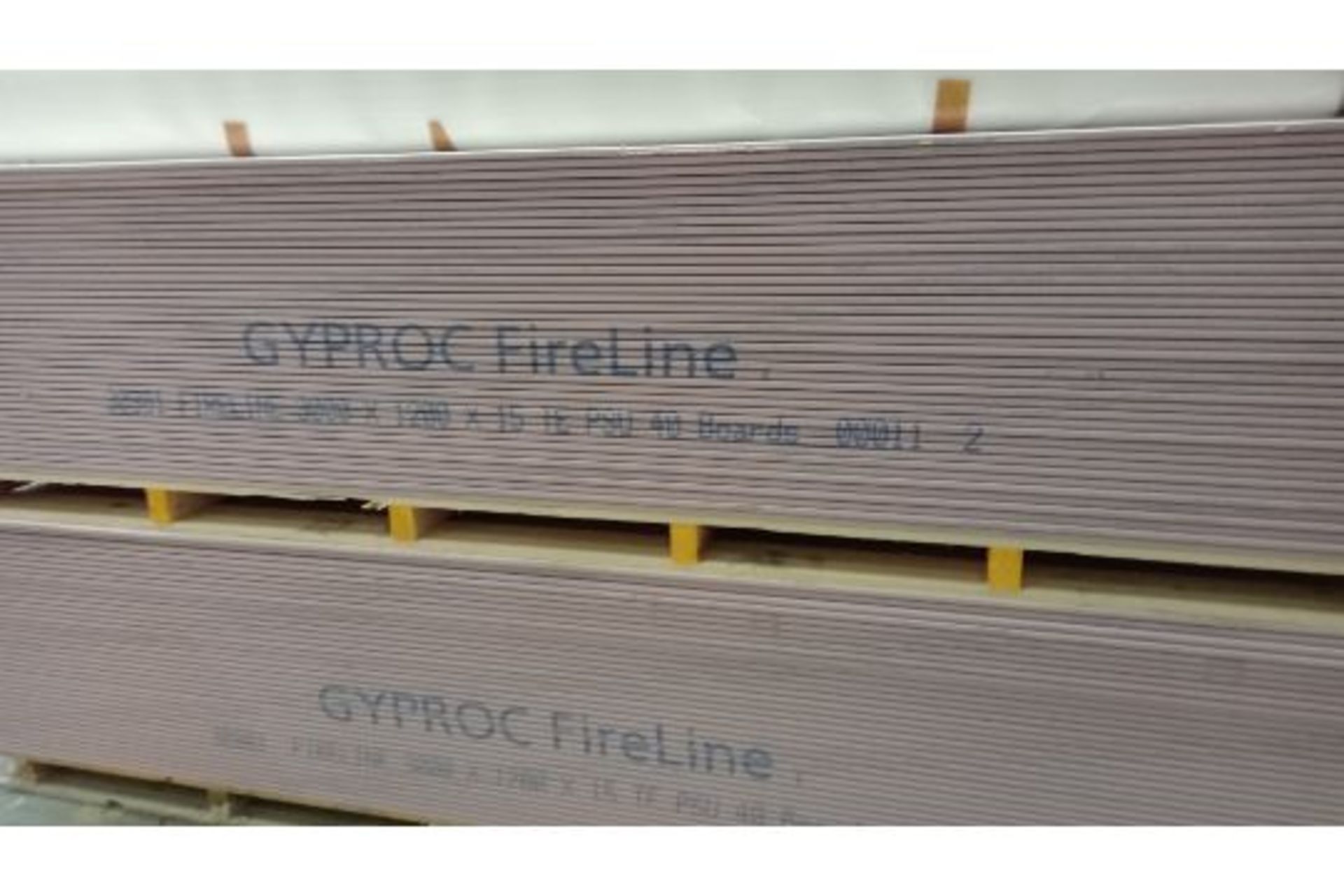 6: Pallets of 40 Gyproc FireLine Plasterboard  3000x1200x15mm