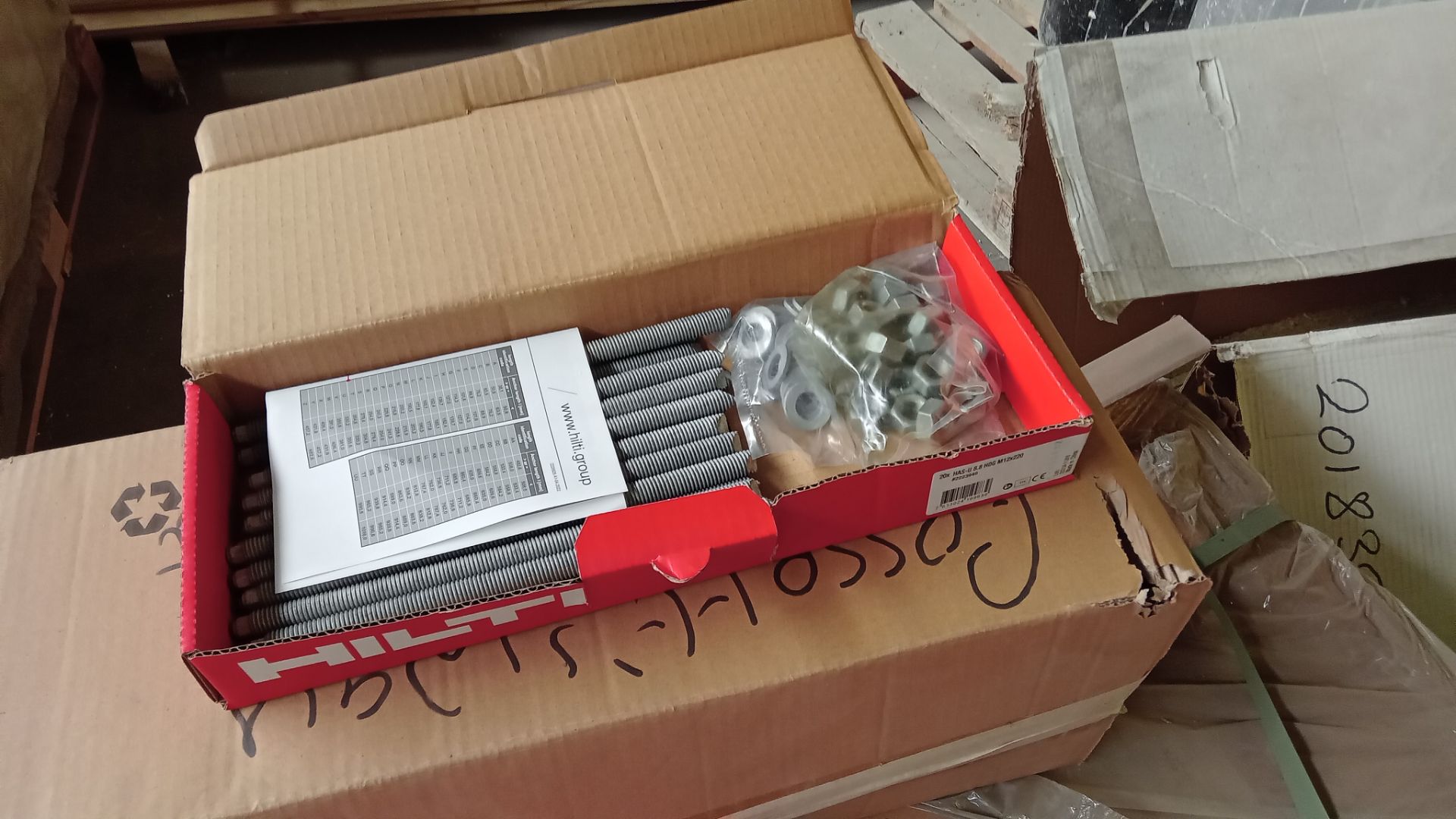 2: Pallet of Hilti Has-U 8.8 HDG M12x220 Screwed Anchor Rod and Nuts - Image 2 of 2