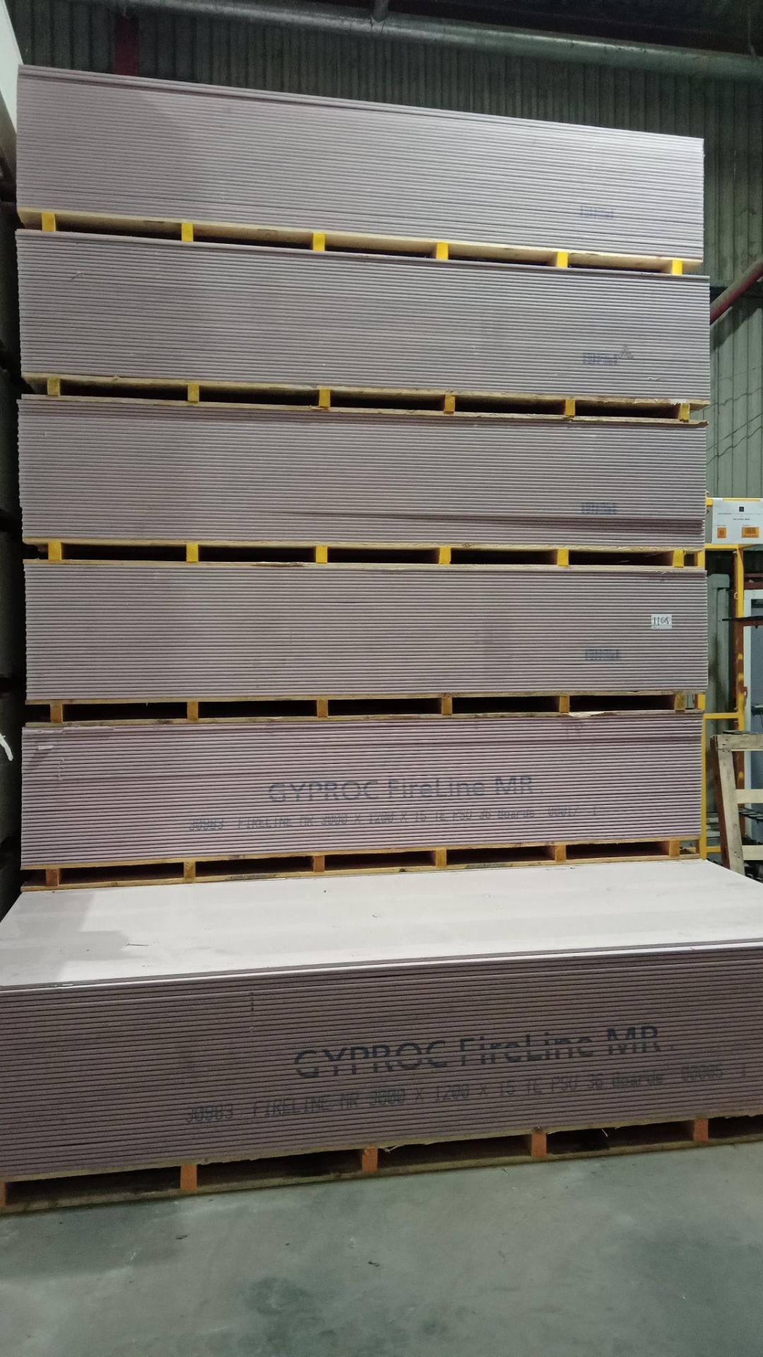 6: Pallets of 36 Gyproc FireLine Plasterboard  3000x1200x15mm