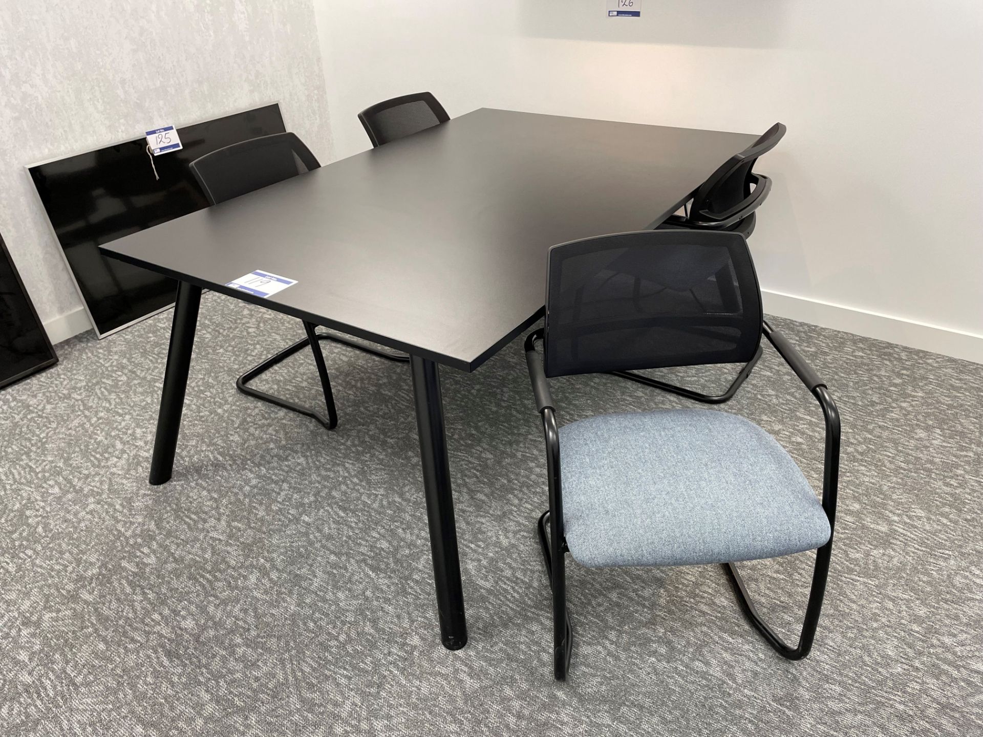 Black Meeting Room Table and 4 Chairs