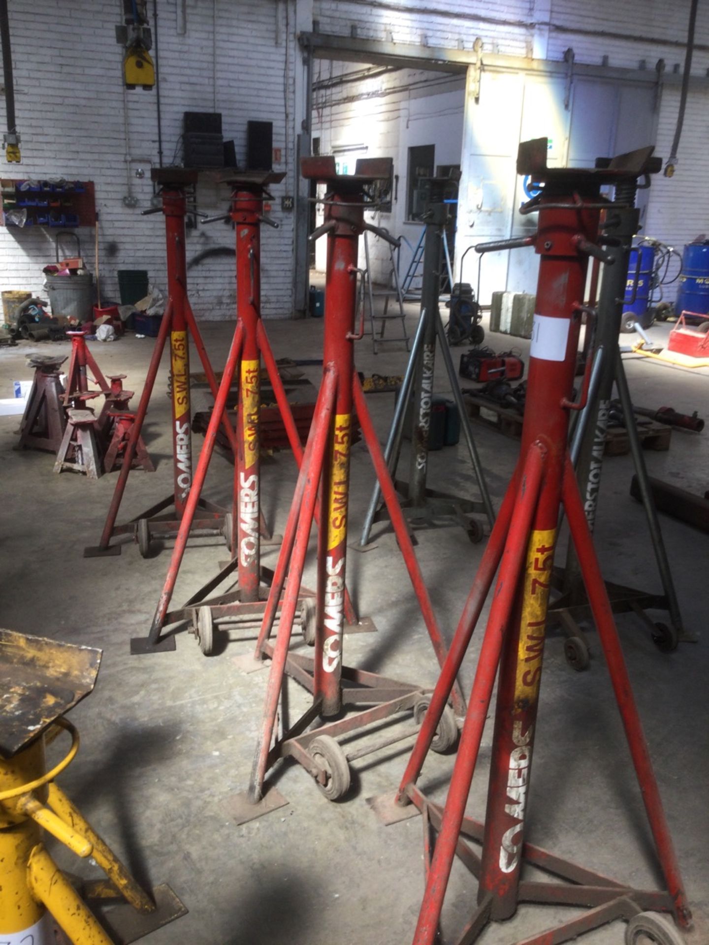 4: Somers Mobile Vehicle Stands, Approx. 1.5mtr Each, Rated Capacity 7.5 Tonnes Each