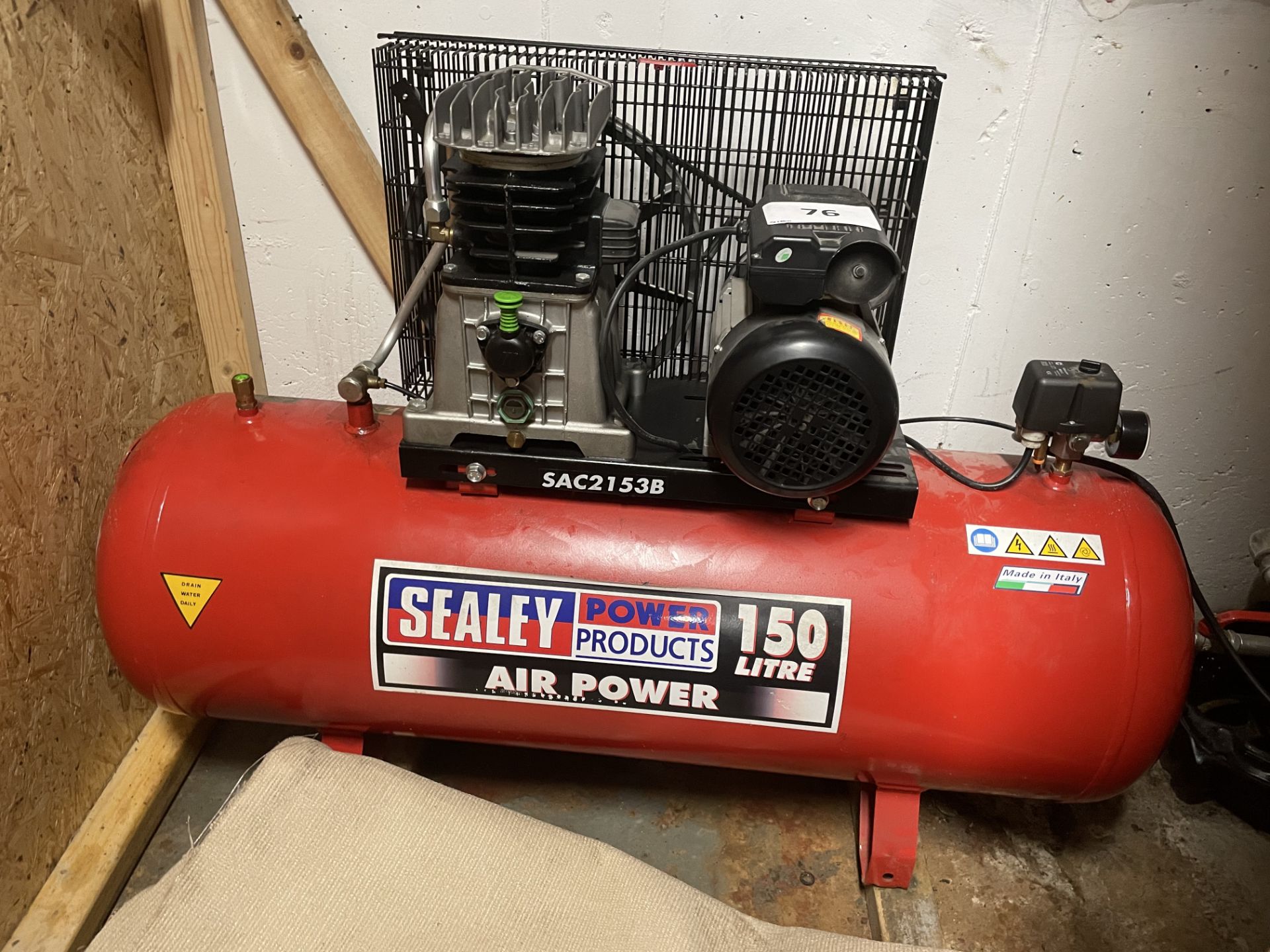 Sealey Power products 150l Air Compressor with Single Phase Horizontal Receiver - Image 3 of 3