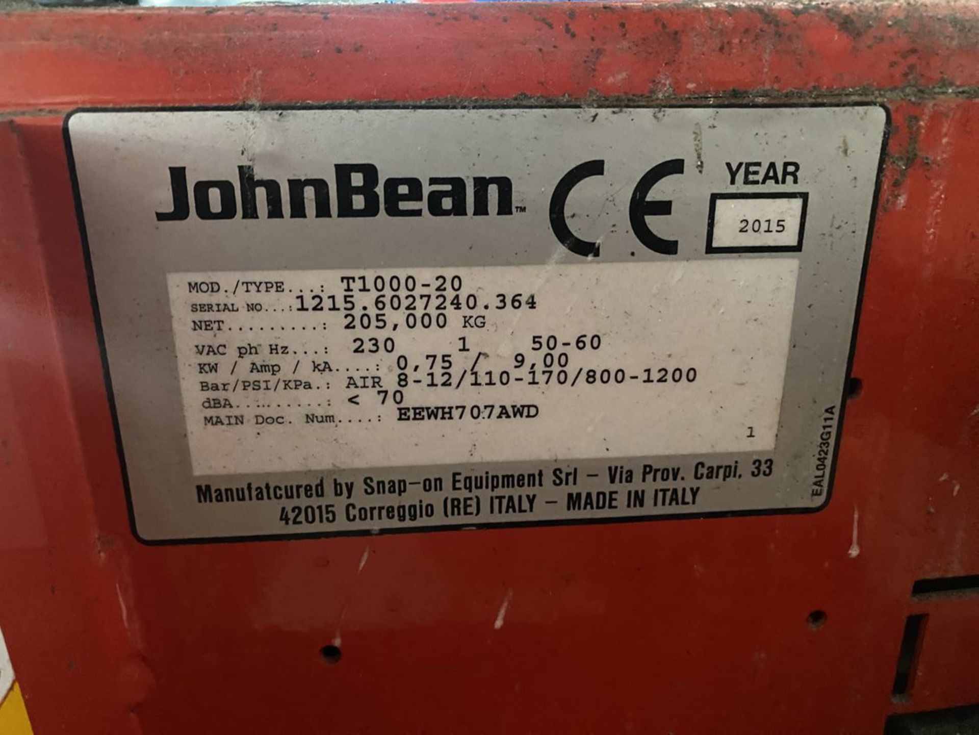 John Bean T1000 Tyre Changing Machine. Model 11000-20. - Image 5 of 6