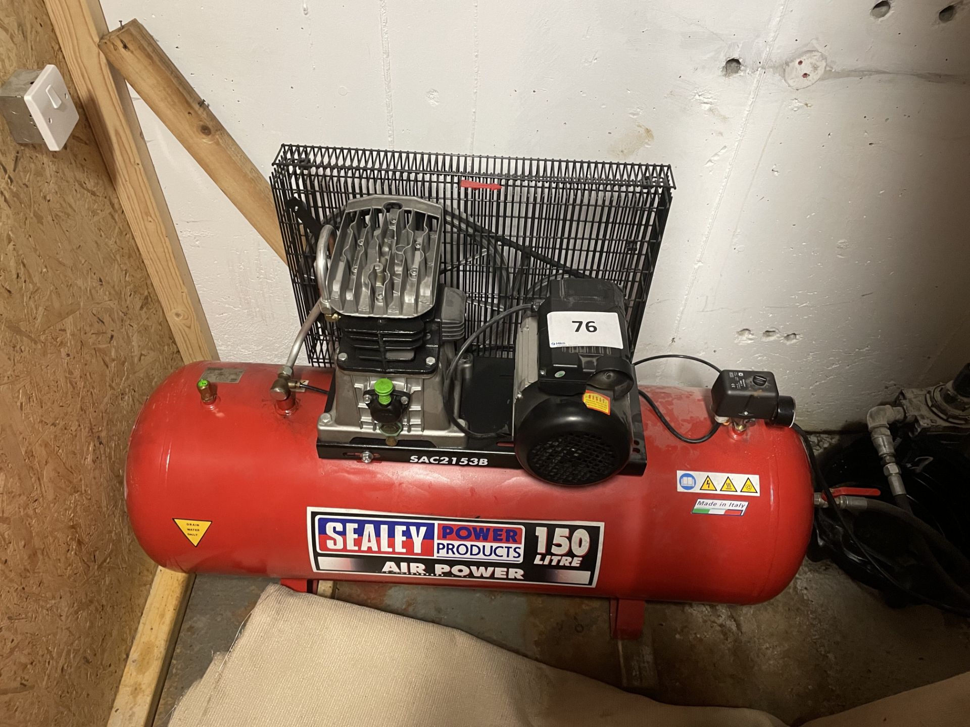 Sealey Power products 150l Air Compressor with Single Phase Horizontal Receiver