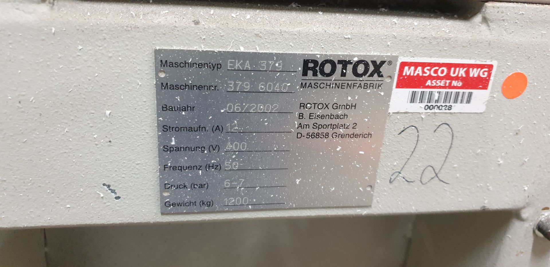 1: Rotox, EKA 379, Corner Cleaner, Serial Number: 379 6040, Year of Manufacture: 2002 - Image 6 of 6