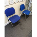 2: Blue upholstered chrome framed chairs
