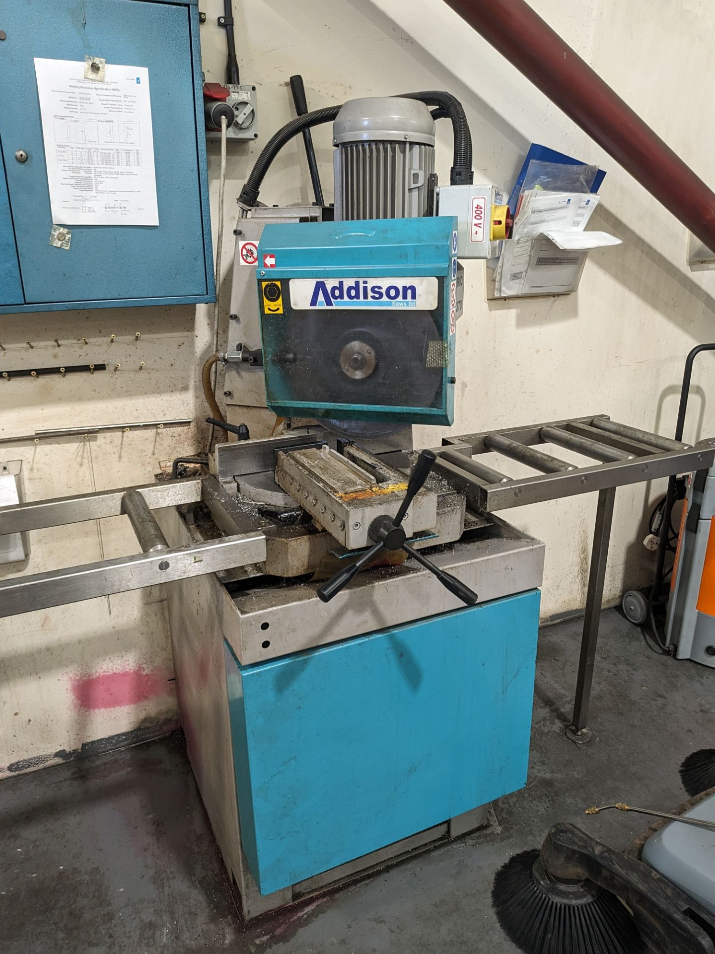 1: Addison Sirio 370 Cold Saw with Mitring and Roller Table