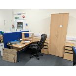 1: desk, 2: pedestal units, 1: tambour fronted cupboard (Located on First Floor)