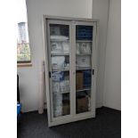Steel Double Door Cabinet with Quantity of Disposable Lab Coats
