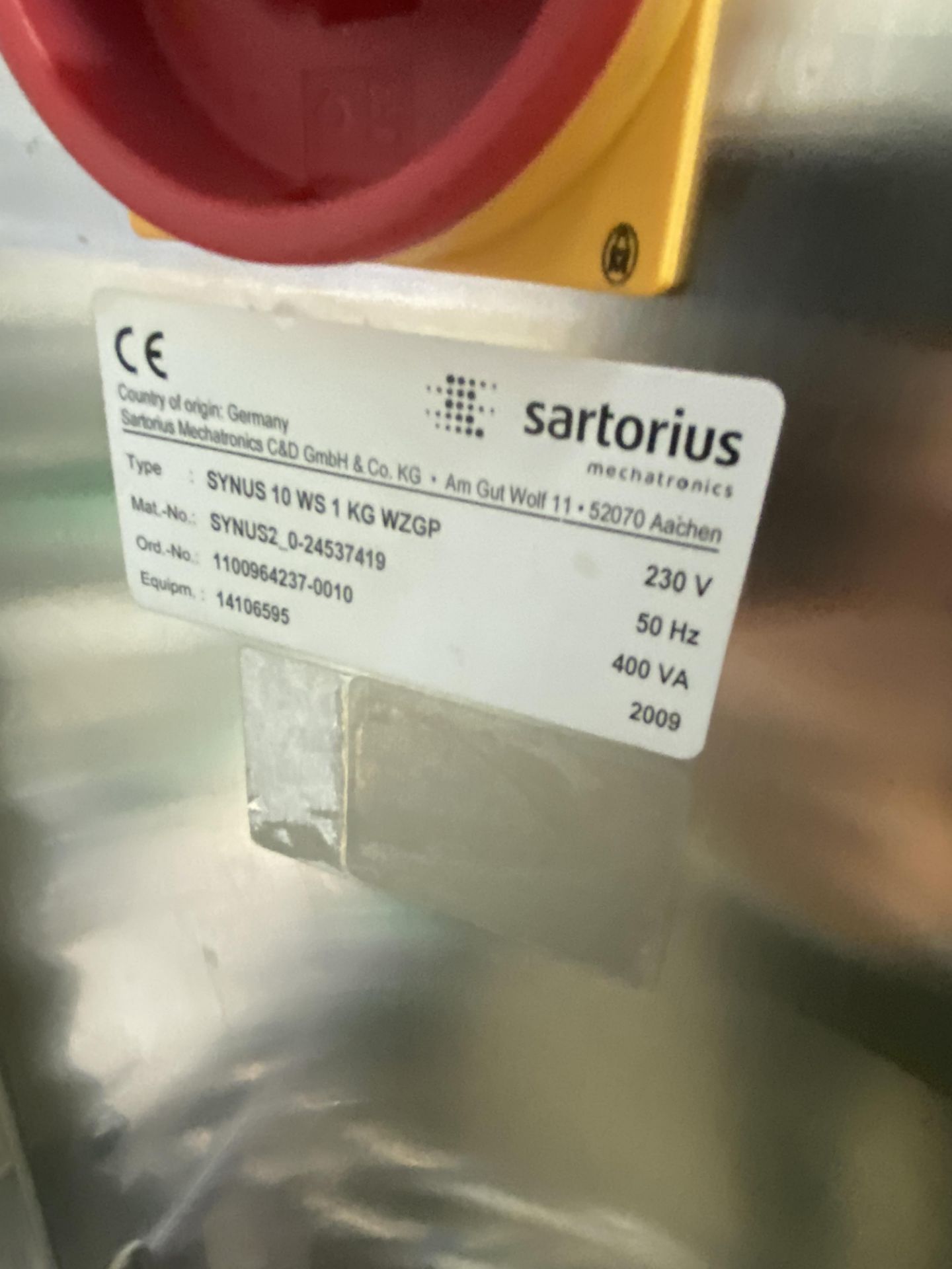 1, Sartorius Synus 10 In Motion Check Weigher. Serial No. 14106595 (2009) - Image 2 of 2