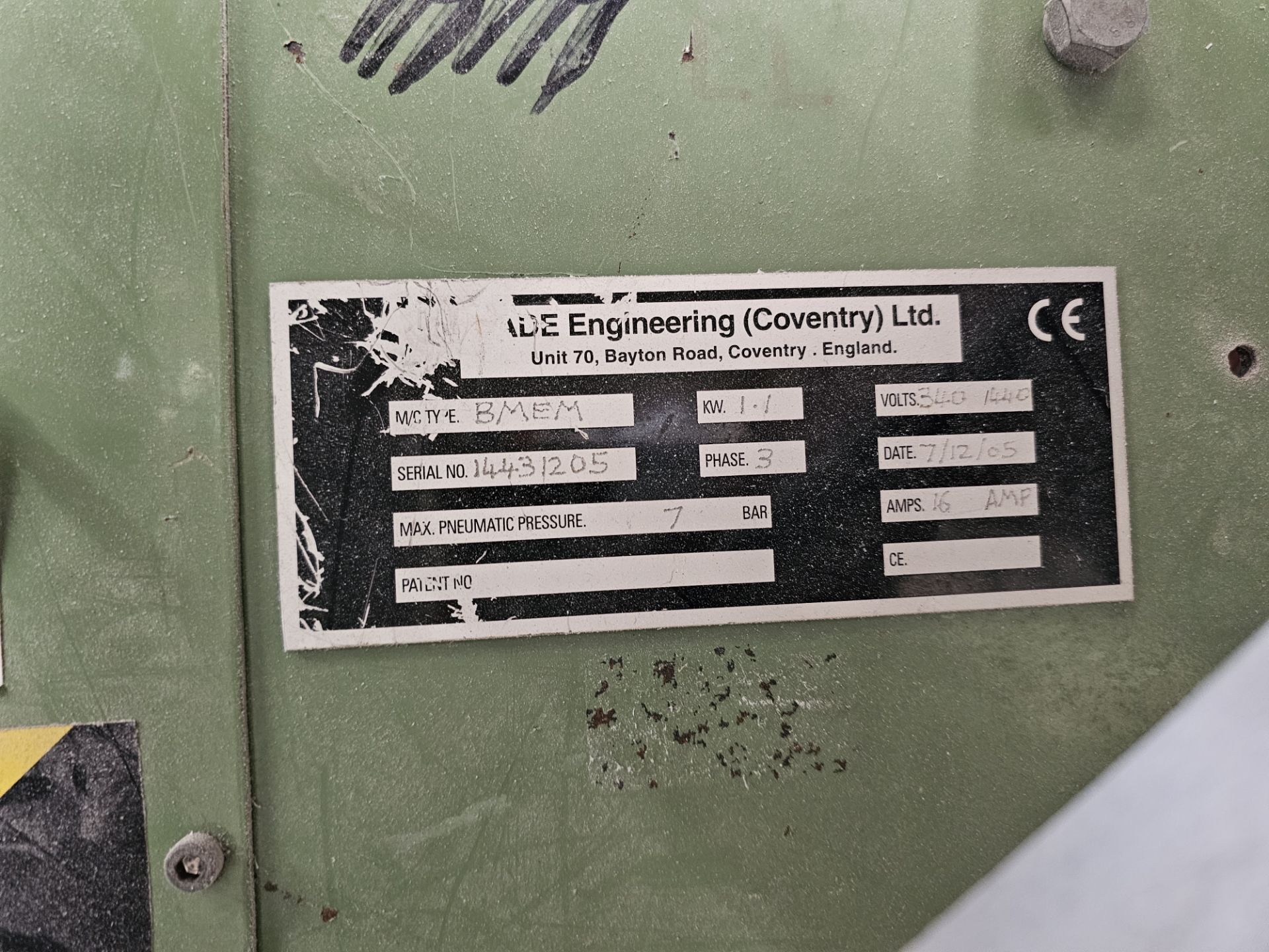 Jade Engineering , Bmem End Miller , Serial Number: 14431205, Year of Manufacture: 2005 - Image 2 of 2