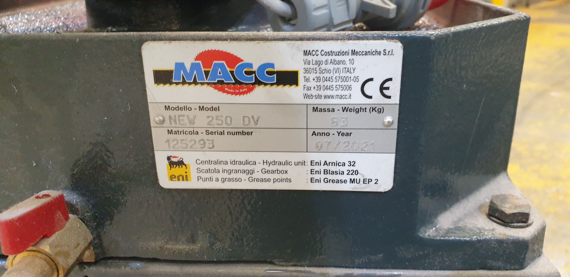 MACC, 250 DV, New Pull-Down Chp Saw, Serial Number: 125293, Year of Manufacture: 2021 - Image 3 of 3