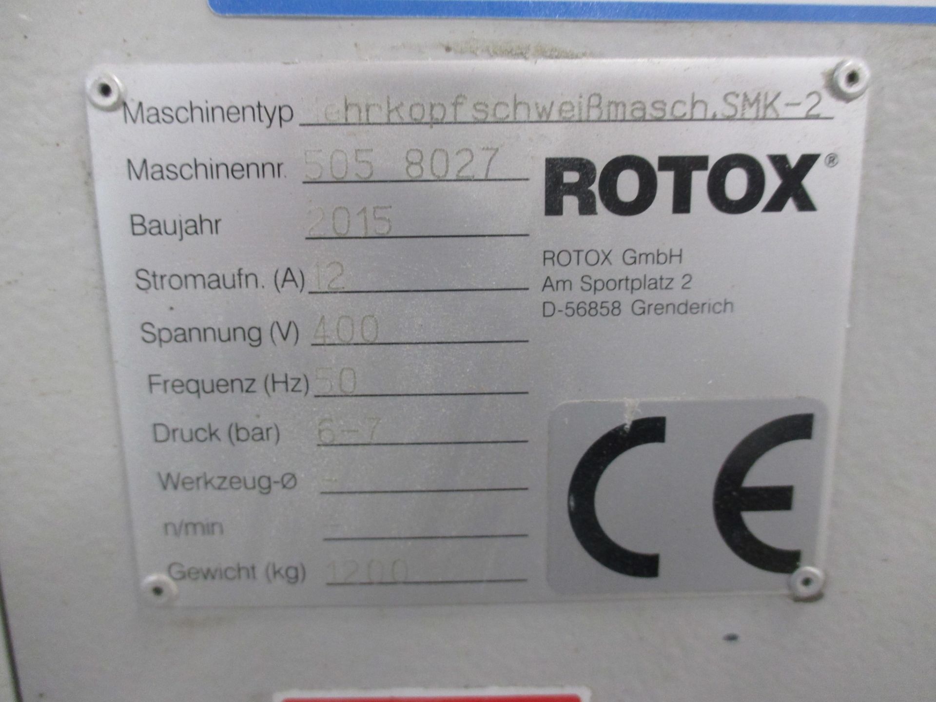 1: Rotox 2H 2-Head Welder Serial Number: 505 8027 Year of Manufacture: 2015 - Image 3 of 4