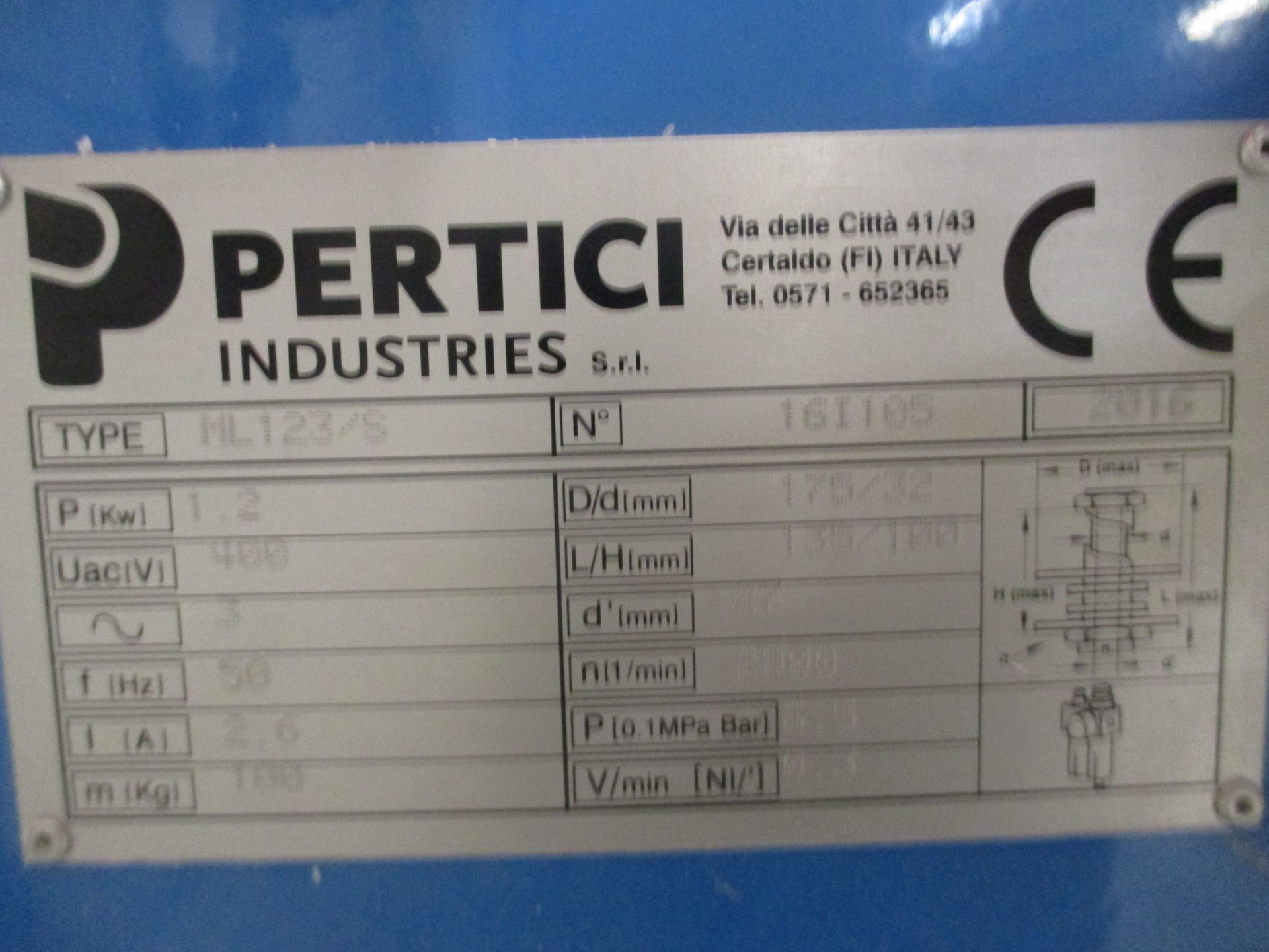 1: Pertici ML123S End Miller Serial Number: 161105 Year of Manufacture: 2016 - Image 2 of 2