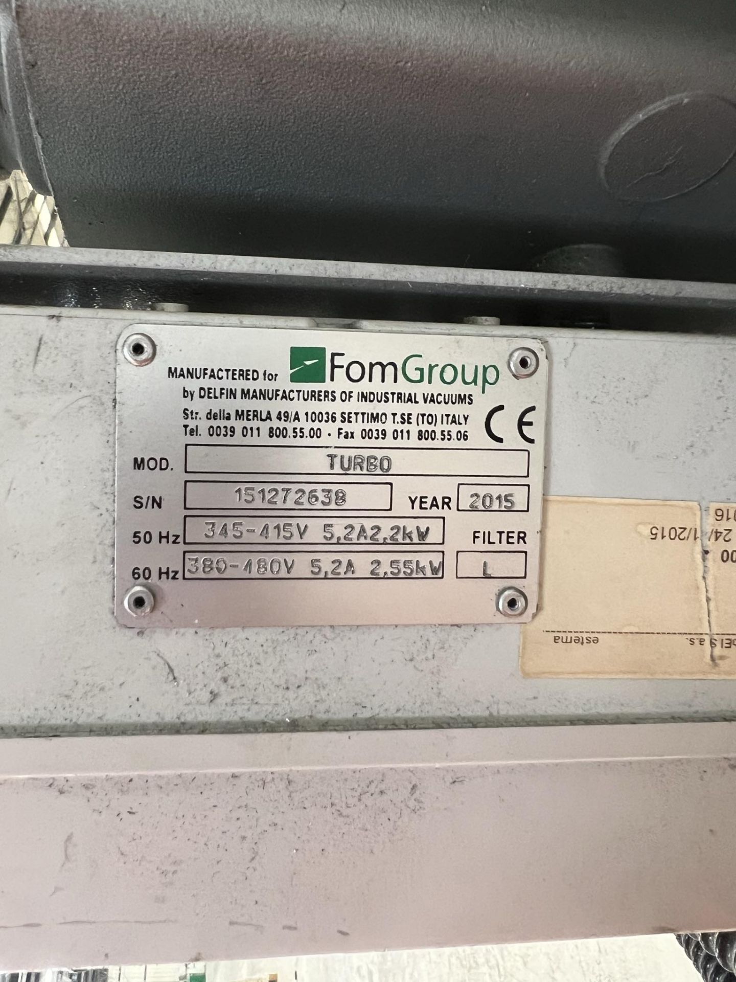 FOM Industries Turbo Mobile Extraction Unit, Serial Number: 151272638, Year of Manufacture: 2015 - Image 2 of 2