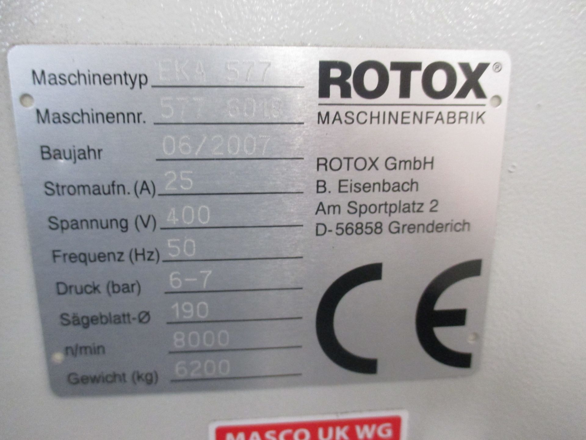 1: Rotox EKA 577 Corner Cleaner Serial Number: 577 6018 Year of Manufacture: 2007 - Image 7 of 8