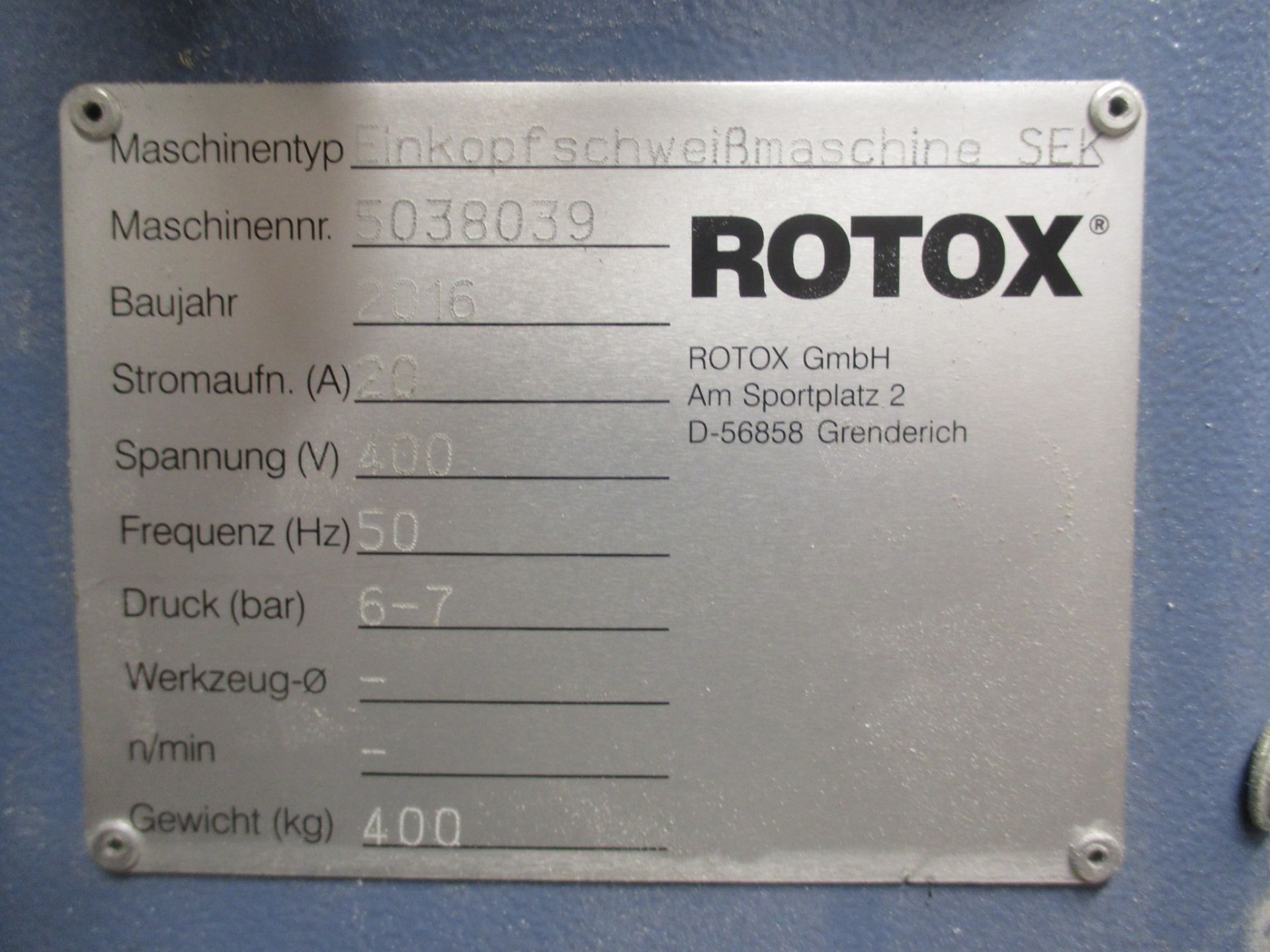 1: Rotox Crucific Welder (As Is Not In Use) Serial Number: 5038039 Year of Manufacture: 2016 - Image 3 of 3