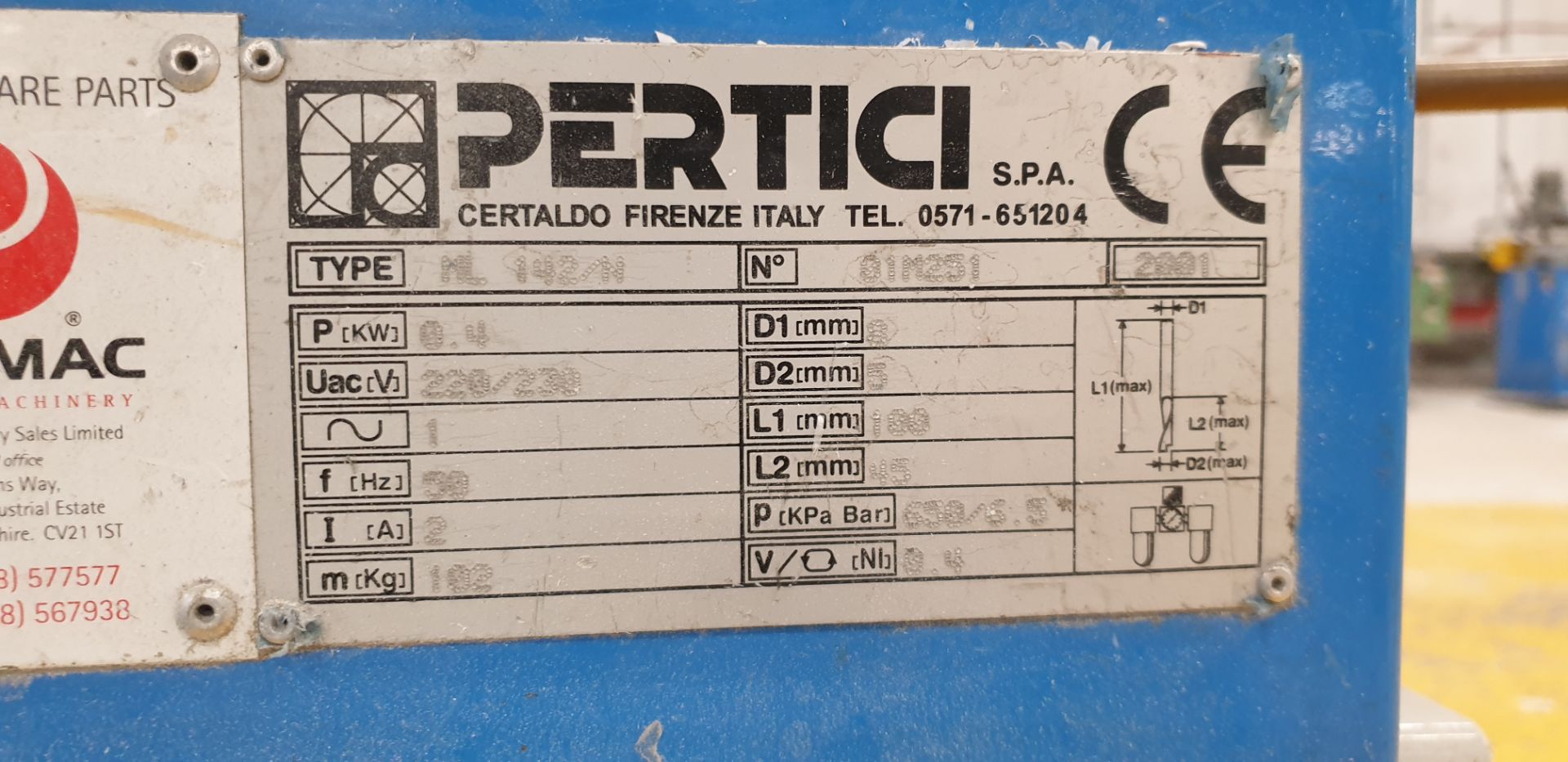 1: Promac ML 142/N Pertici Manual Milling Machine Serial Number: 01M251 Year of Manufacture: 2001 - Image 2 of 2