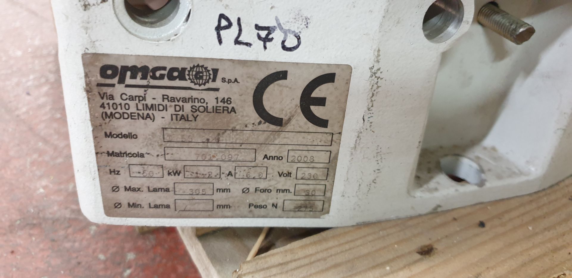 1: Omgal 55300 Circular Saw Serial Number: 701 097 Year of Manufacture: 2008 - Image 2 of 3