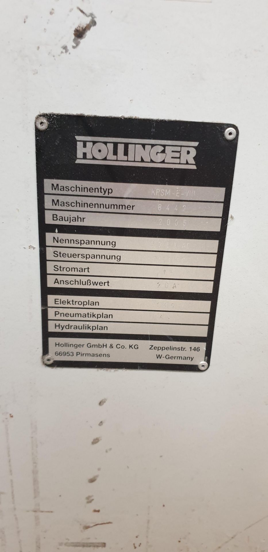 Hollinger , KPSM-E-VII, Butt Welder , Serial Number: 8442, Year of Manufacture: 2005 - Image 2 of 3