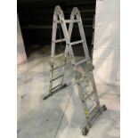 (1) Clarke Aluminium Folding Four Section 12 Tread Multi-Purpose Step Ladder