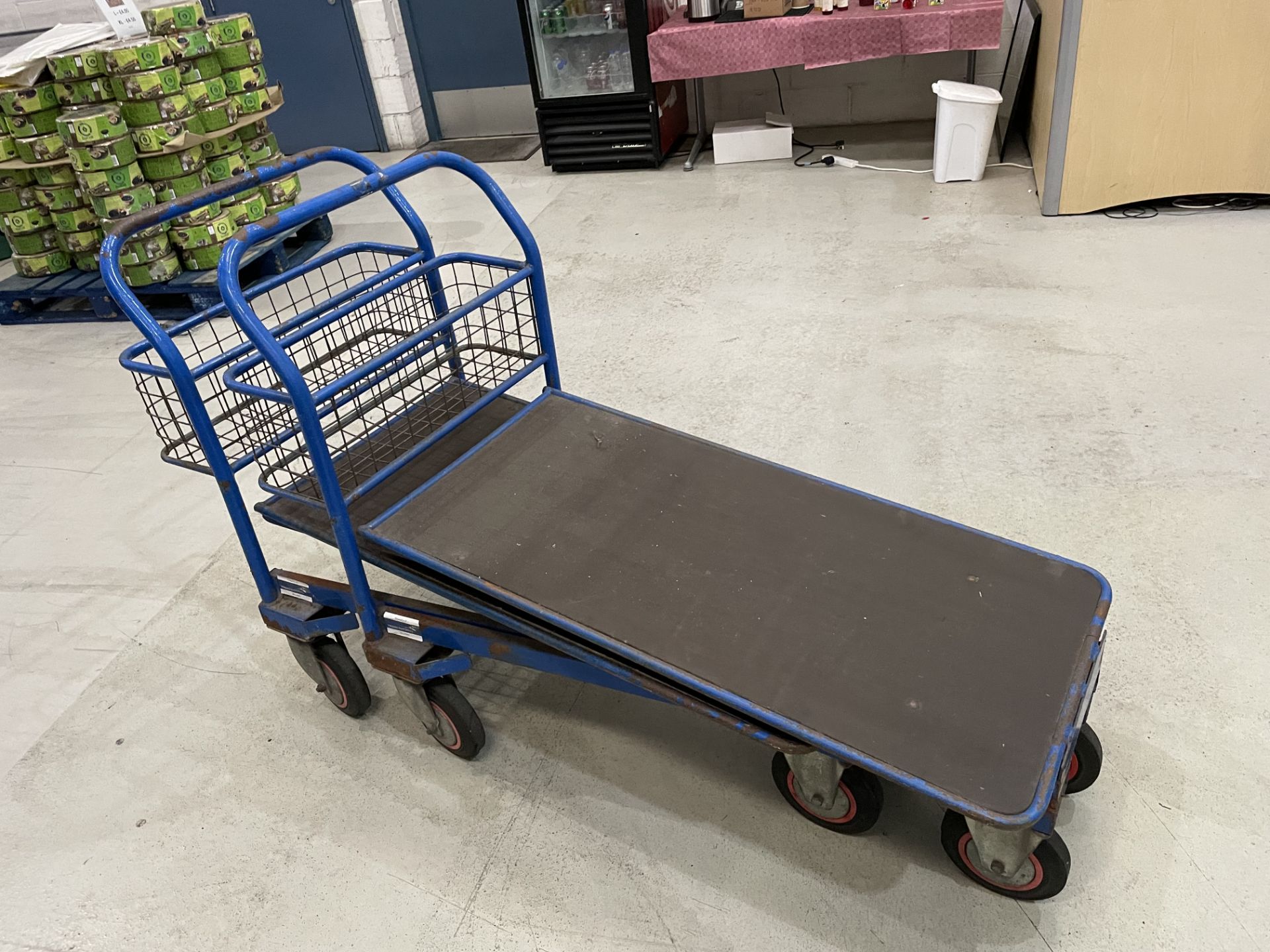 (2) Blue Nestable Cash and Carry Trolleys as Lotted (Please Note That This Is A Representative Photo