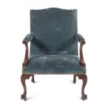 A George II Mahogany Library Armchair