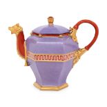 A Sevres Lilac-Ground Hexagonal Hard-Paste Porcelain Teapot and Cover (Theiere 'Chinoise Fragonard')