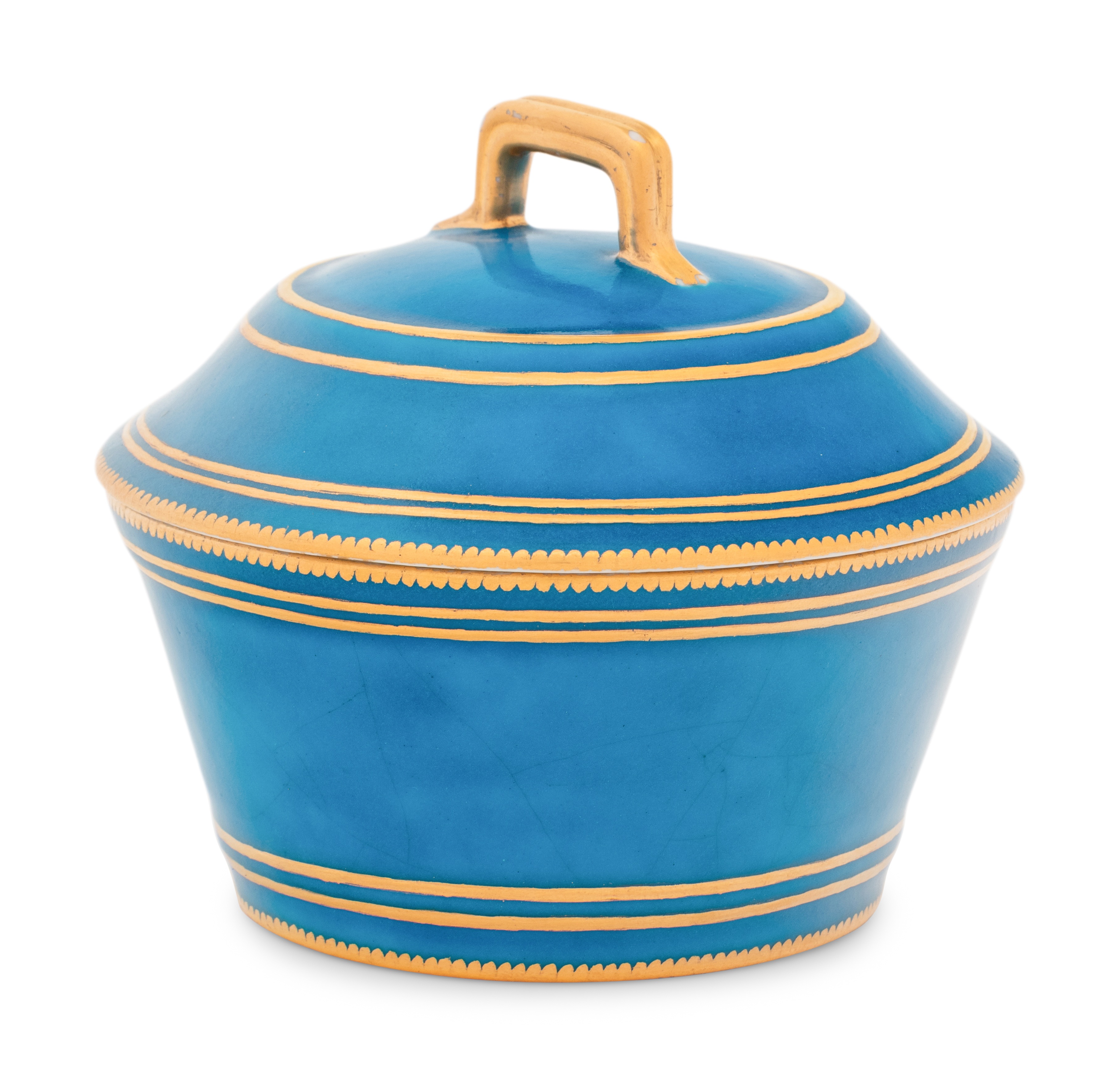 A Vincennes Bleu Celeste Plein Porcelain Sugar Bowl and Cover (Pot a Sucre 'a Cerceau' ou 'a Cuvier' - Image 5 of 8