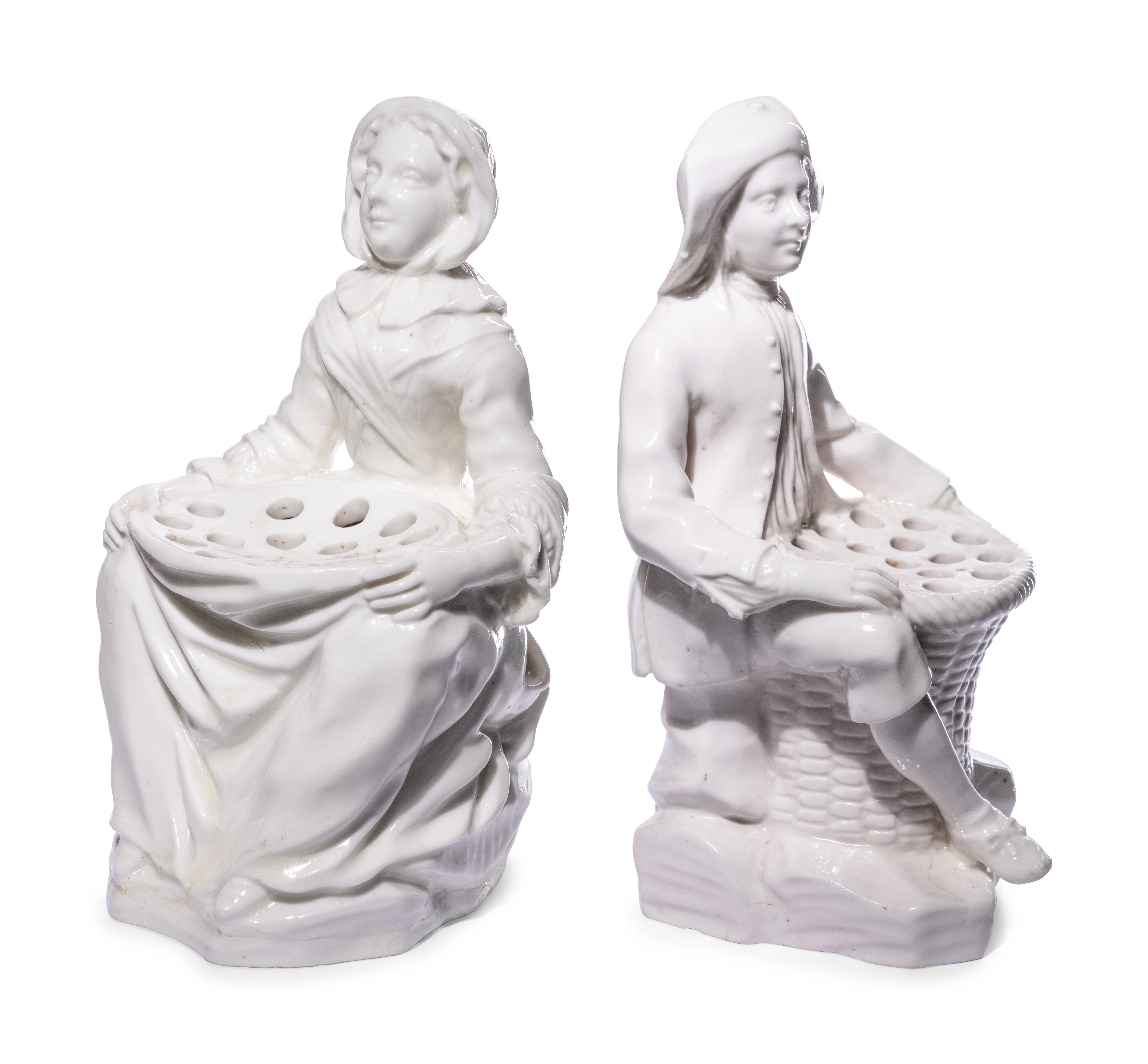 A Pair of French Soft-Paste Porcelain White Bouquetiere Figures - Image 5 of 27