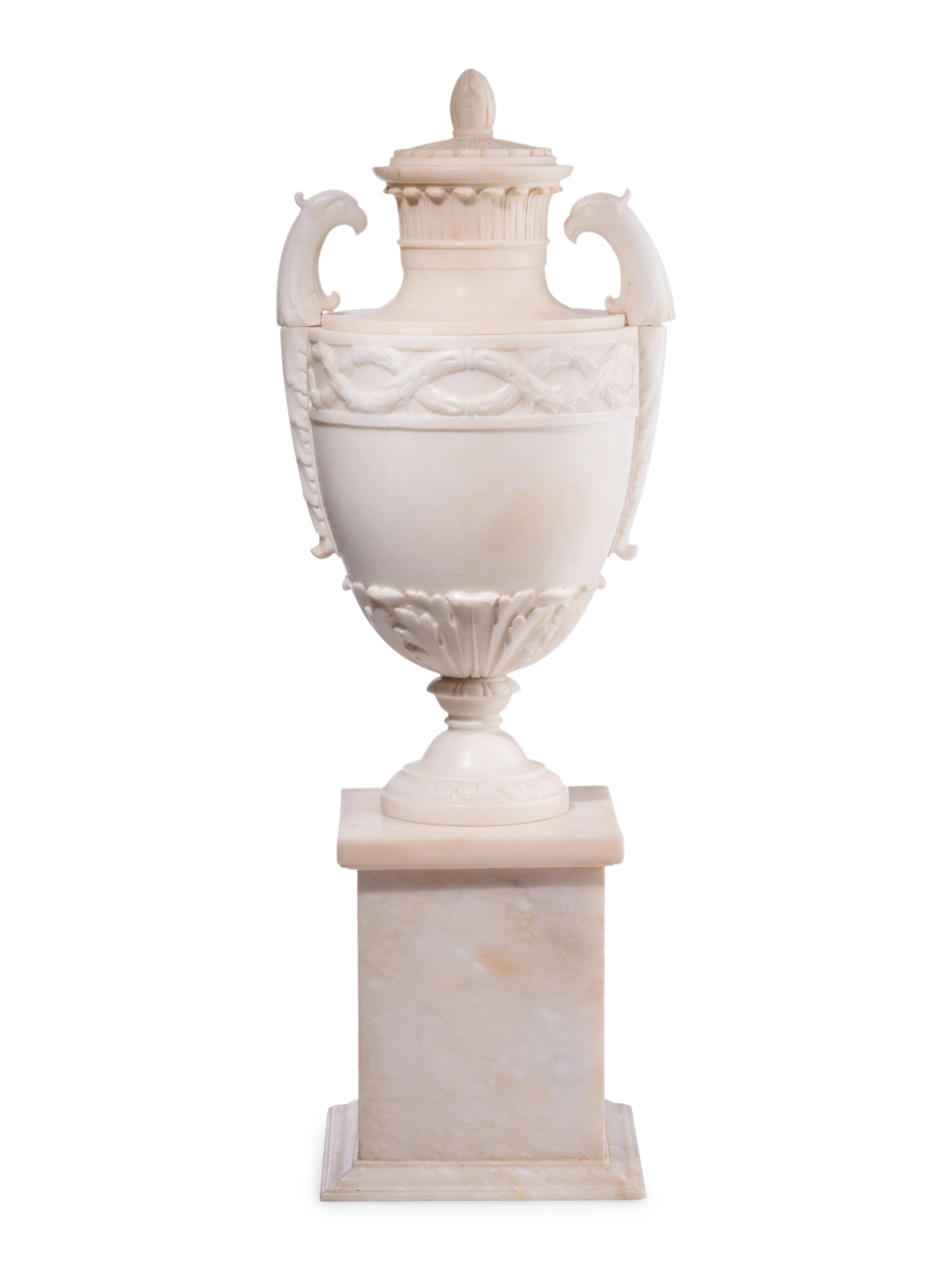 A Pair of Italian Alabaster Urns and Covers - Image 6 of 7