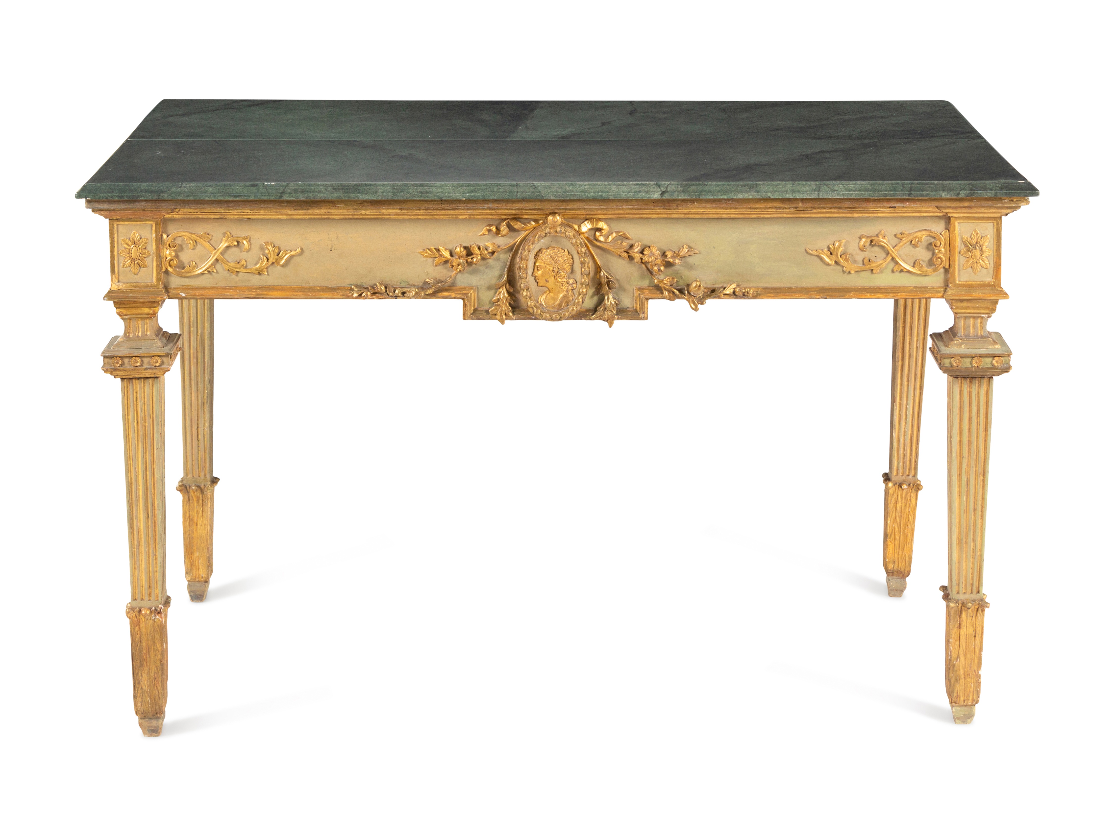A North Italian Neoclassical Painted and Parcel-Gilt Console Table
