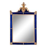 A Swedish Baroque Gilt Metal and Cobalt Glass Mirror