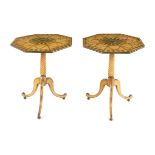 A Pair of George III Cream and Green-Painted Octagonal Tables