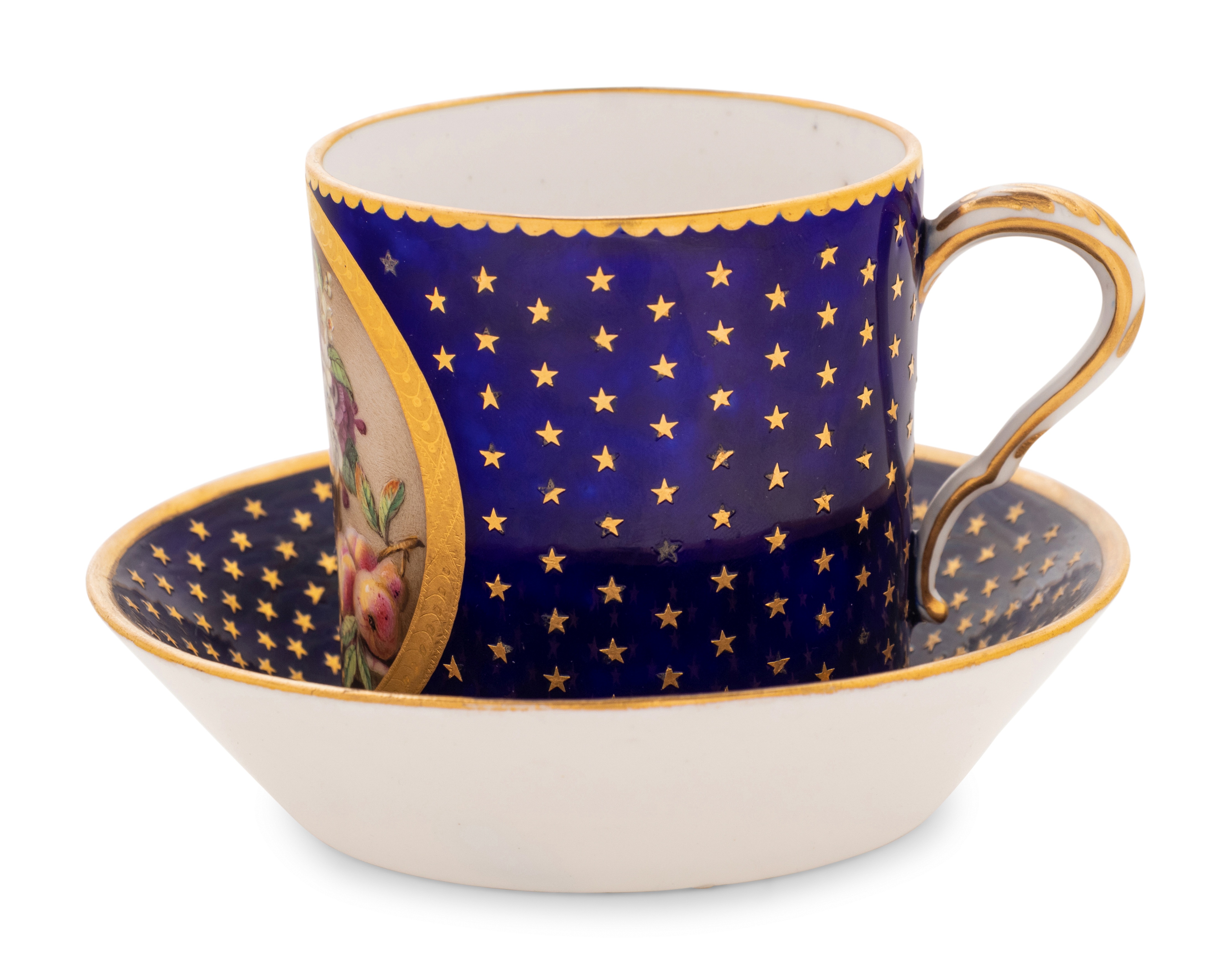A Sevres Beau Bleu Porcelain Coffee Can and a Saucer (Gobelet 'Litron', 2eme Grandeur et sa Soucoupe - Image 2 of 6