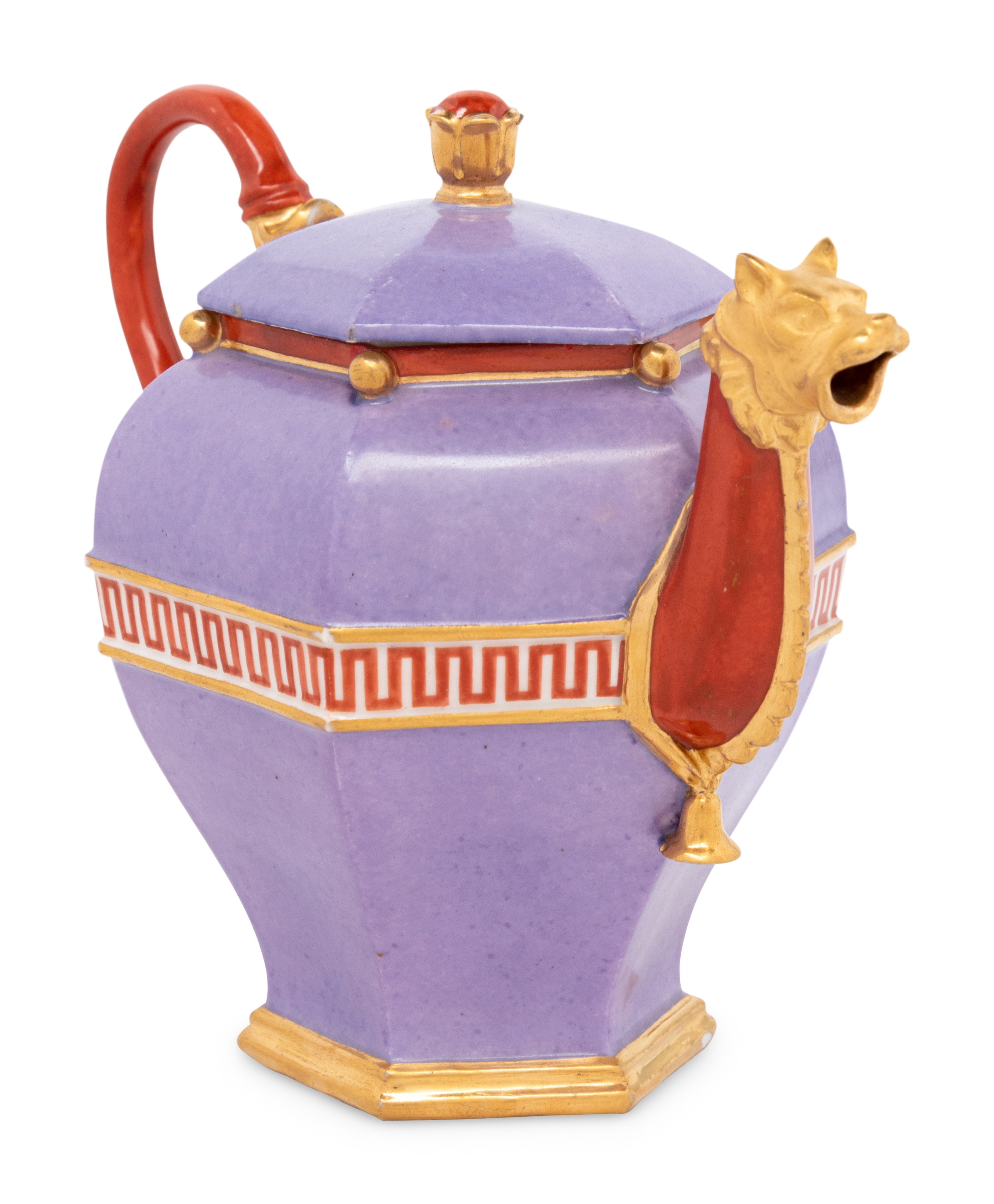 A Sevres Lilac-Ground Hexagonal Hard-Paste Porcelain Teapot and Cover (Theiere 'Chinoise Fragonard') - Image 4 of 16