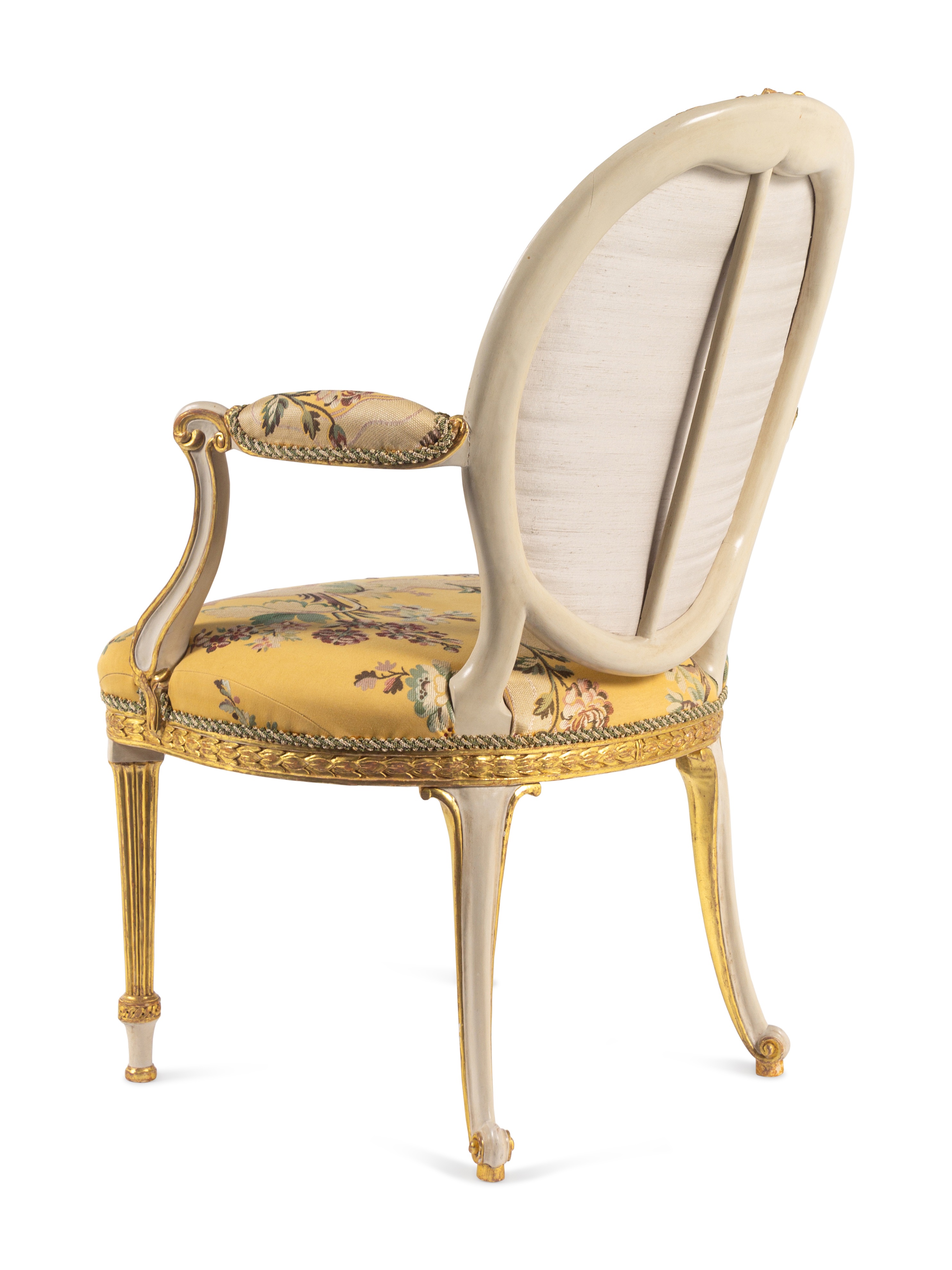 A George III White-Painted and Parcel-Gilt Open Armchair - Image 6 of 12