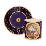 A Sevres Beau Bleu Porcelain Coffee Can and a Saucer (Gobelet 'Litron', 2eme Grandeur et sa Soucoupe