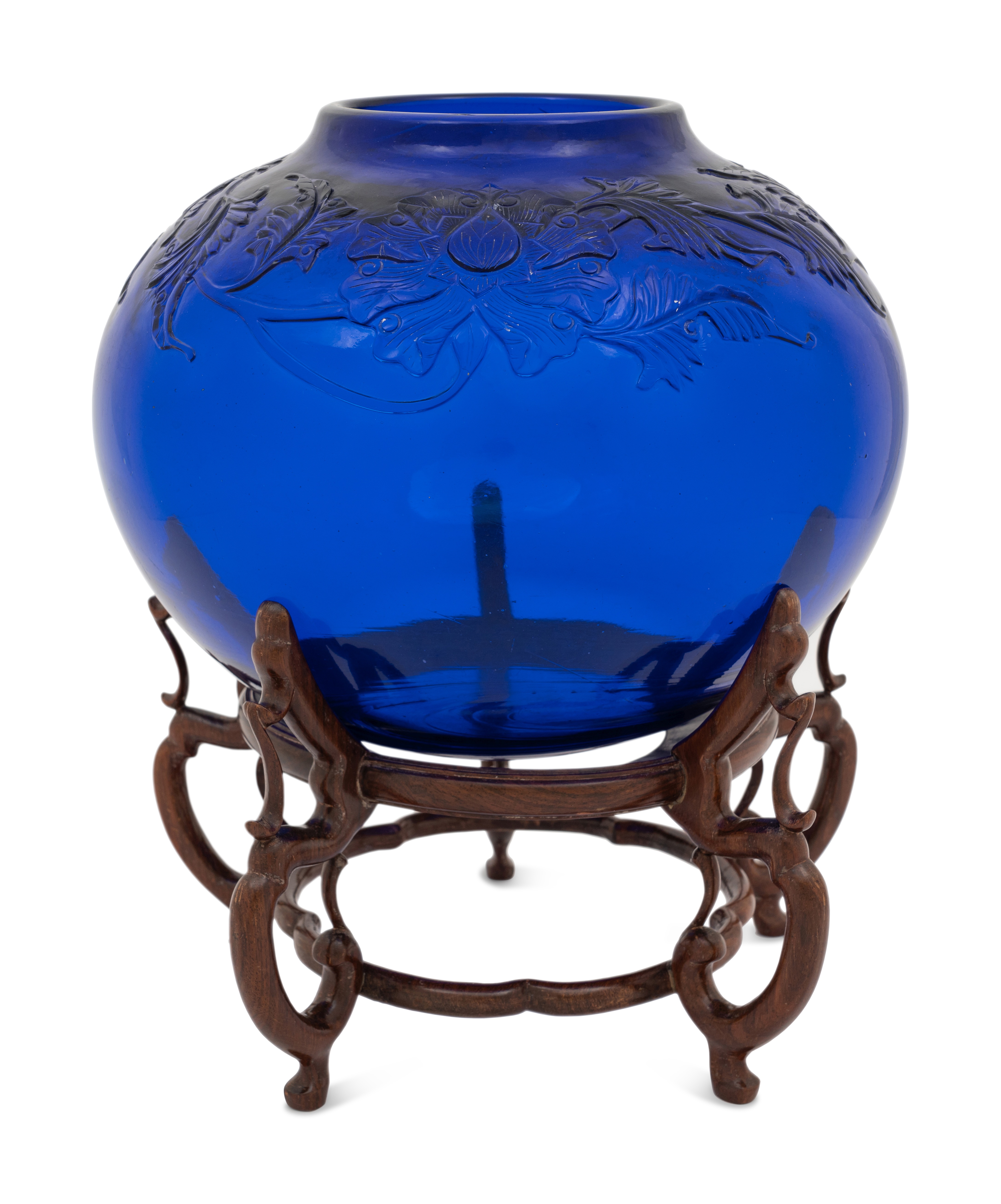 A Chinese Peking Blue Glass Vase