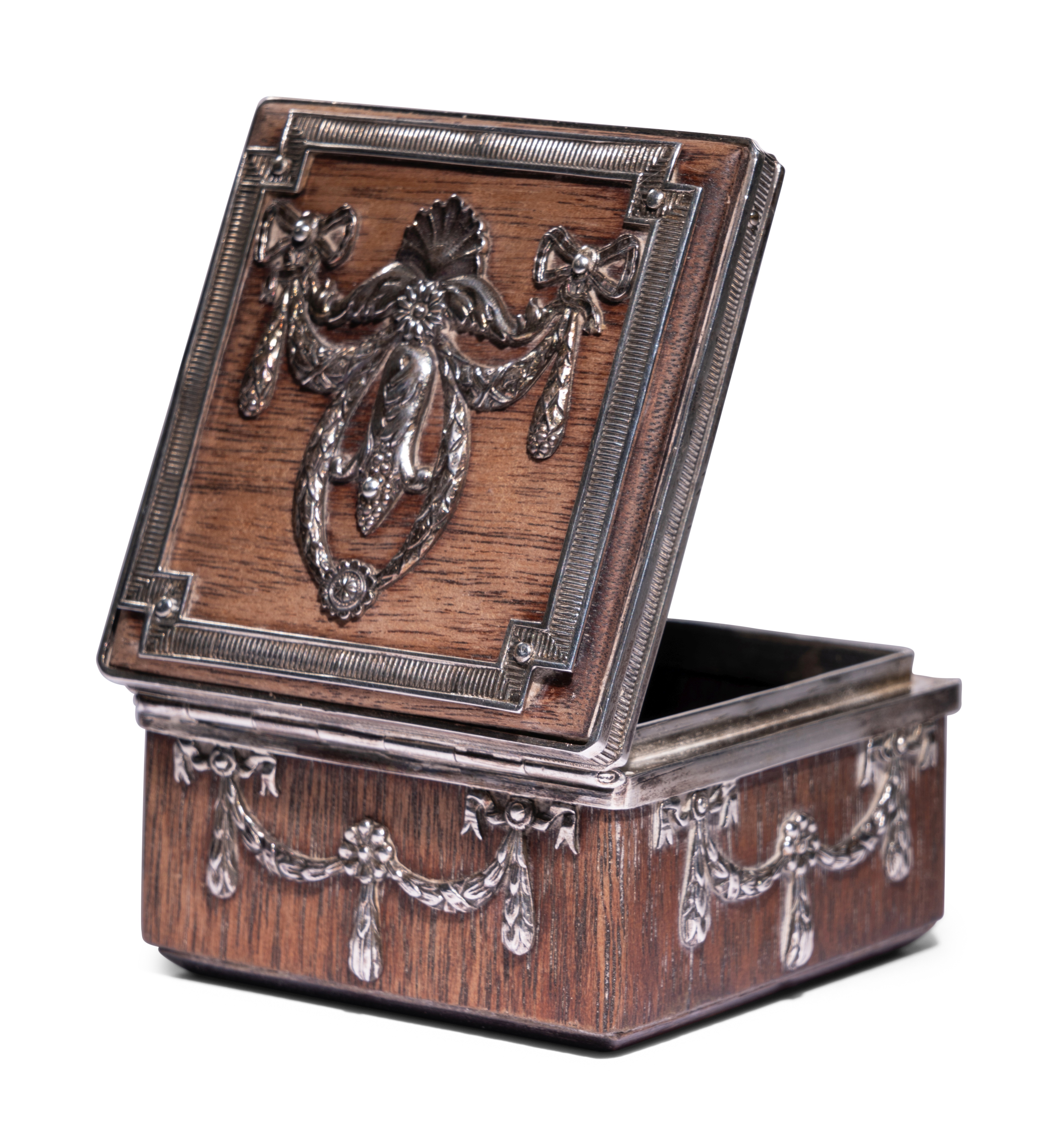 A Faberge Silver-Mounted Rosewood Stamp Box - Image 4 of 9