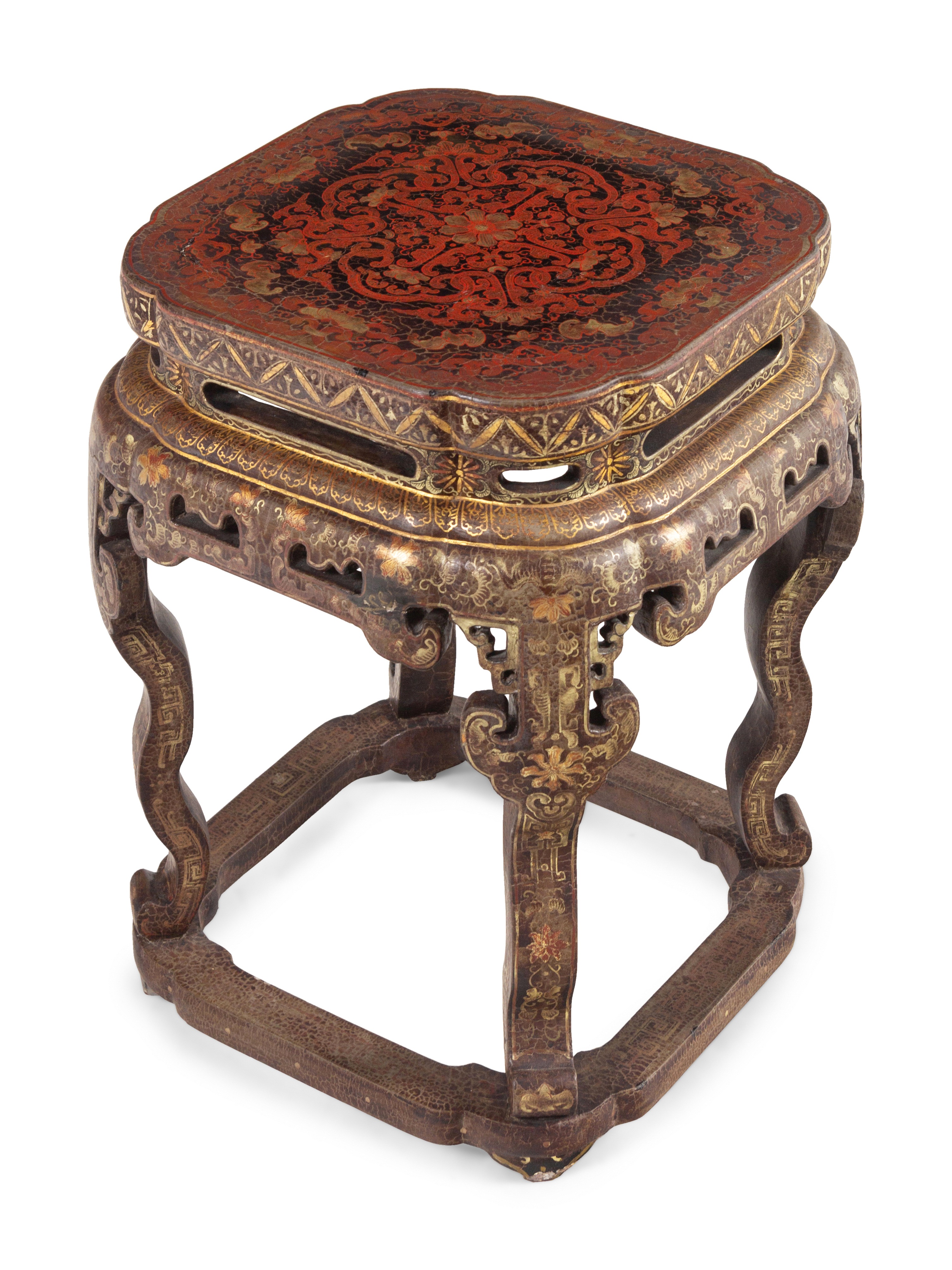 A Pair of Chinese Export Black Lacquer and Parcel-Gilt Low Tables - Image 3 of 4
