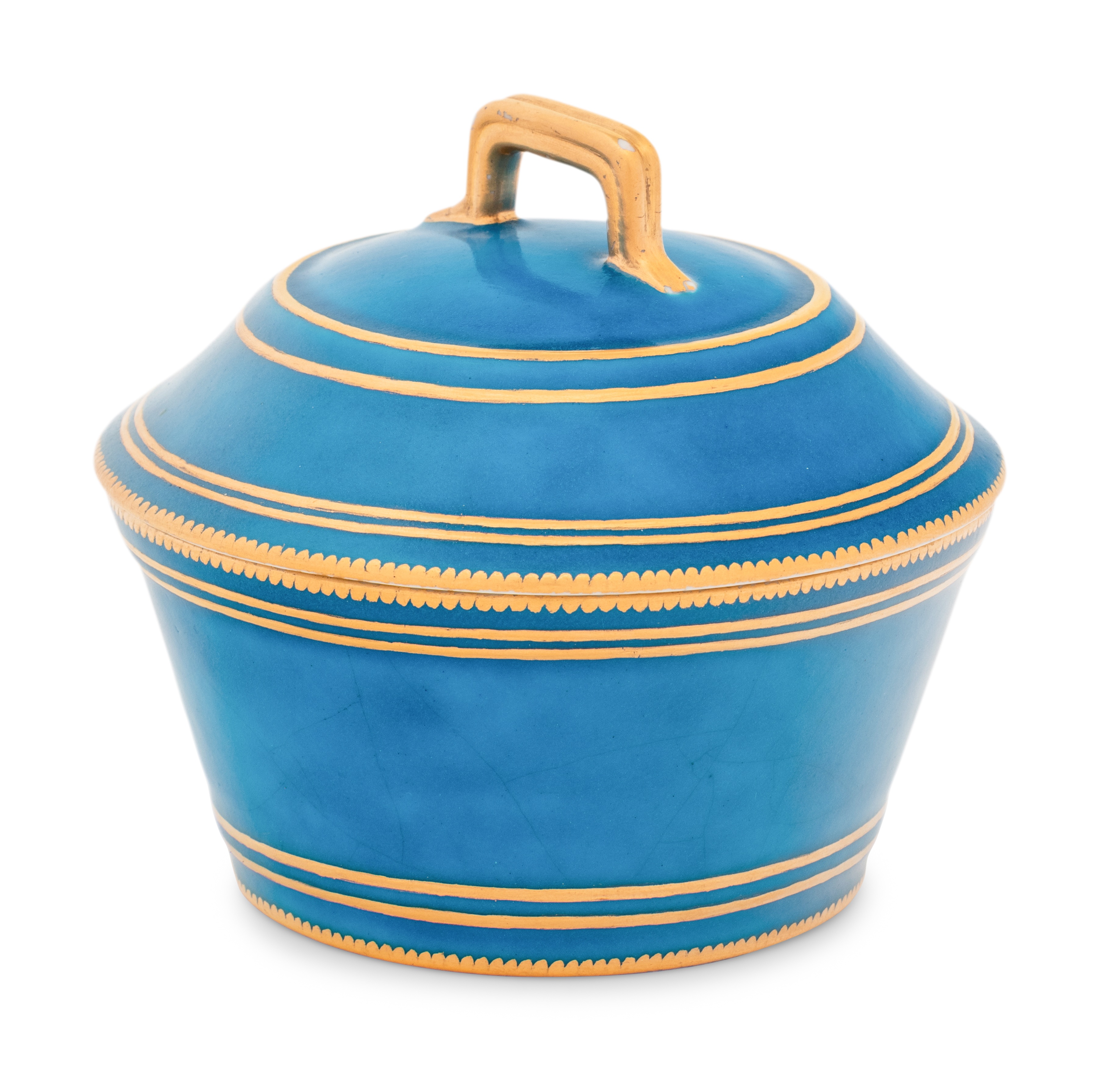 A Vincennes Bleu Celeste Plein Porcelain Sugar Bowl and Cover (Pot a Sucre 'a Cerceau' ou 'a Cuvier' - Image 4 of 8