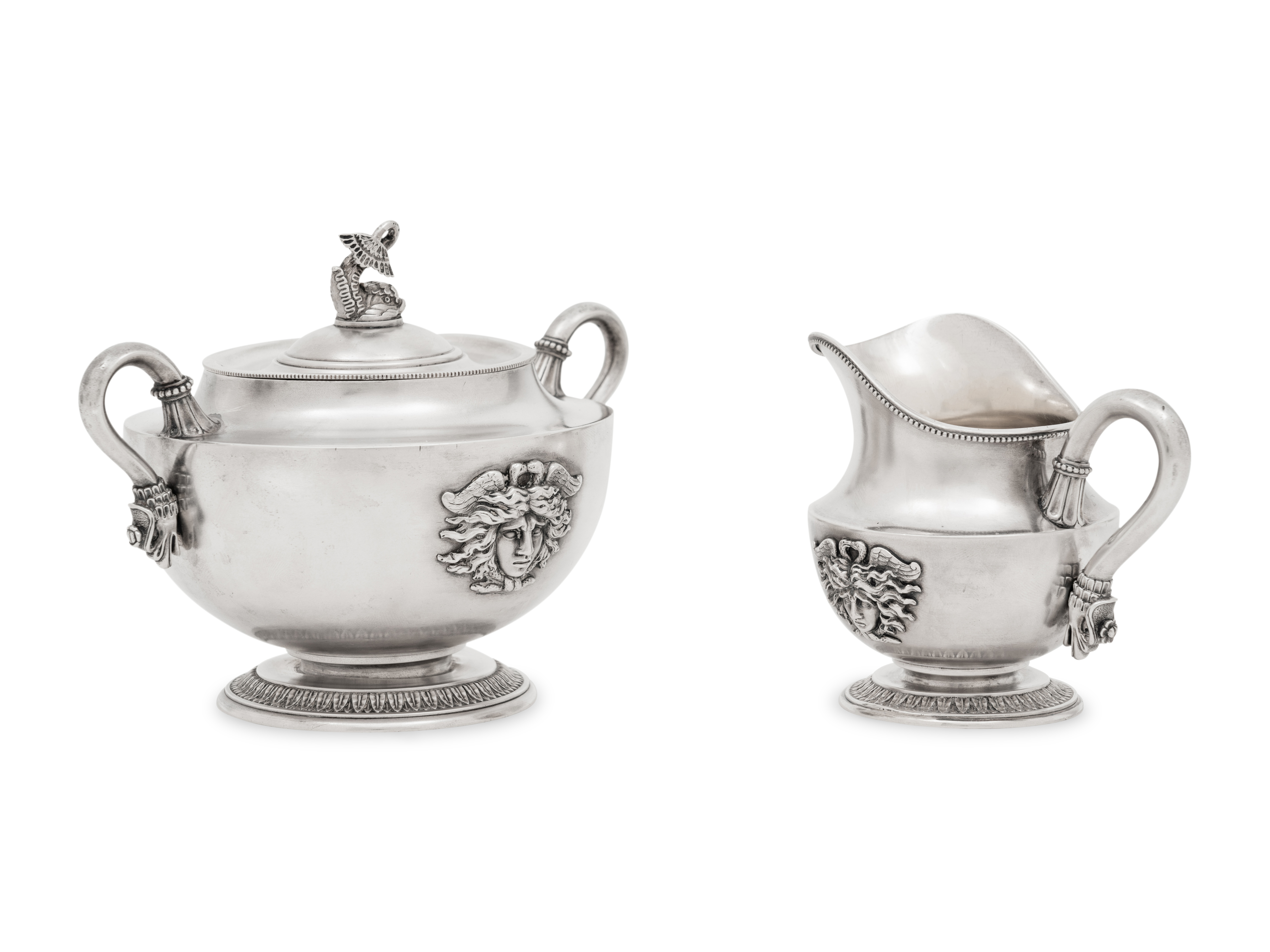 A Faberge Silver Creamer and Covered Sugar Set - Image 2 of 10