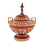 An English Neoclassical Orange-Ground Porcelain Potpourri Bowl and Cover