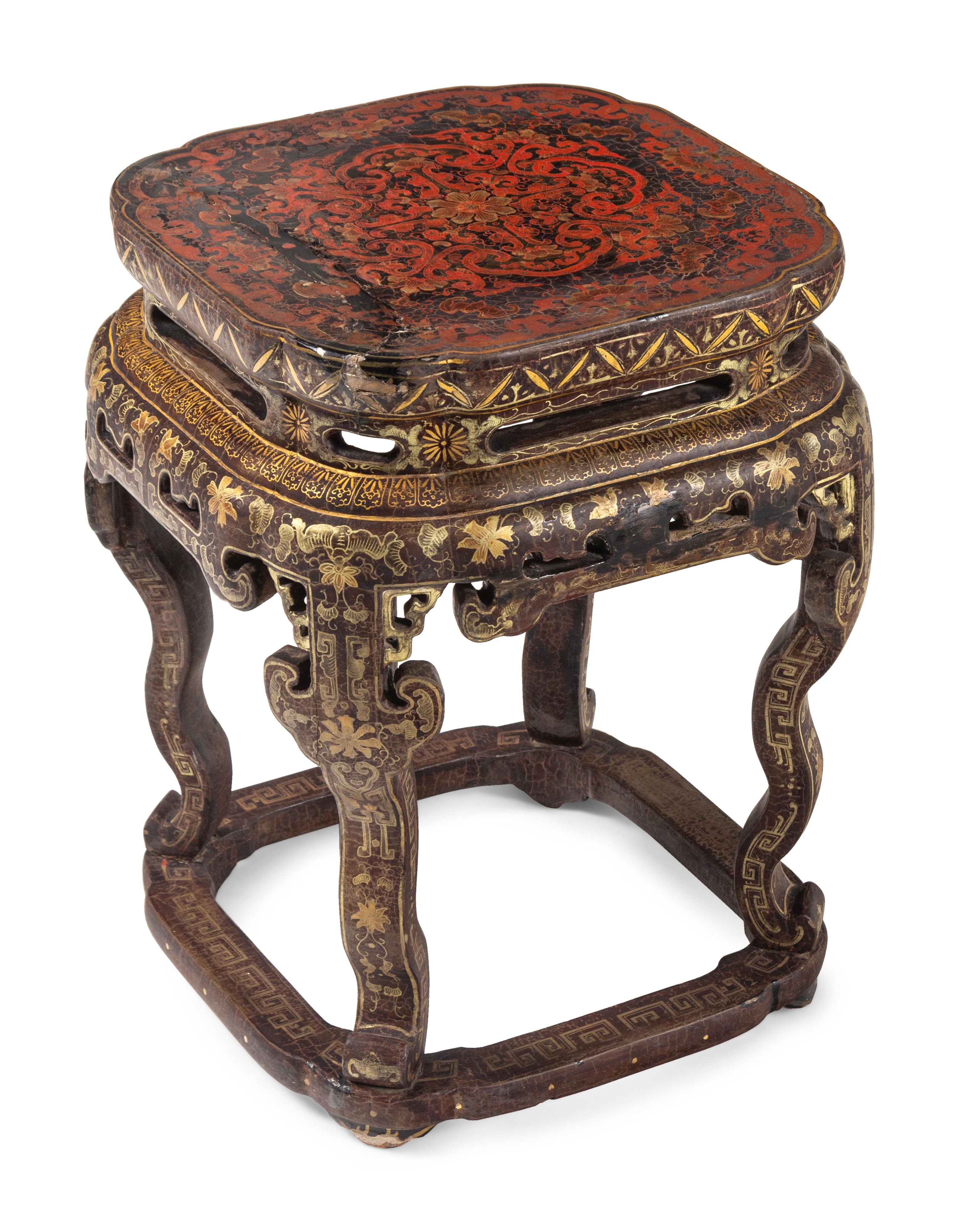 A Pair of Chinese Export Black Lacquer and Parcel-Gilt Low Tables - Image 2 of 4