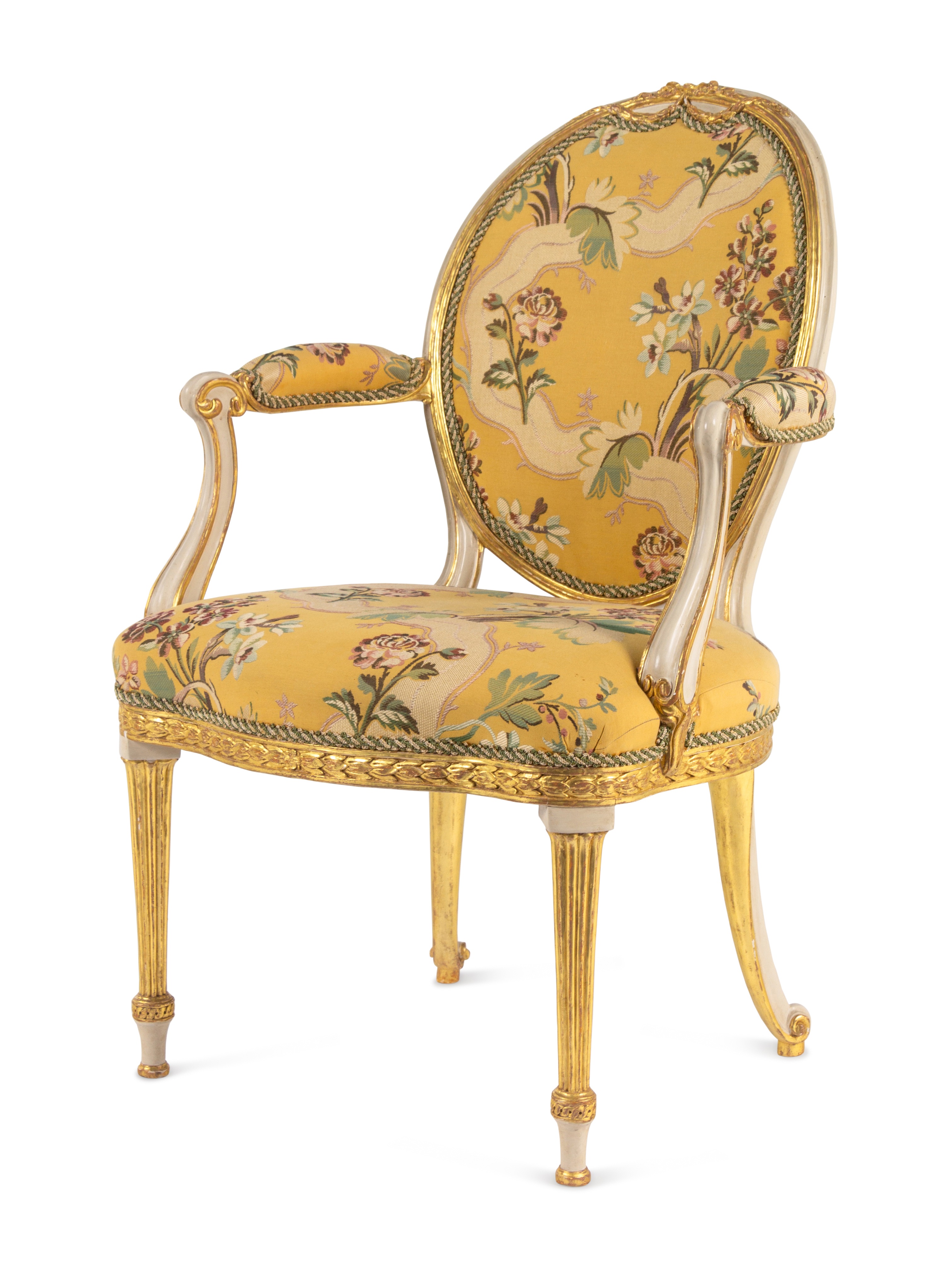A George III White-Painted and Parcel-Gilt Open Armchair - Image 2 of 12